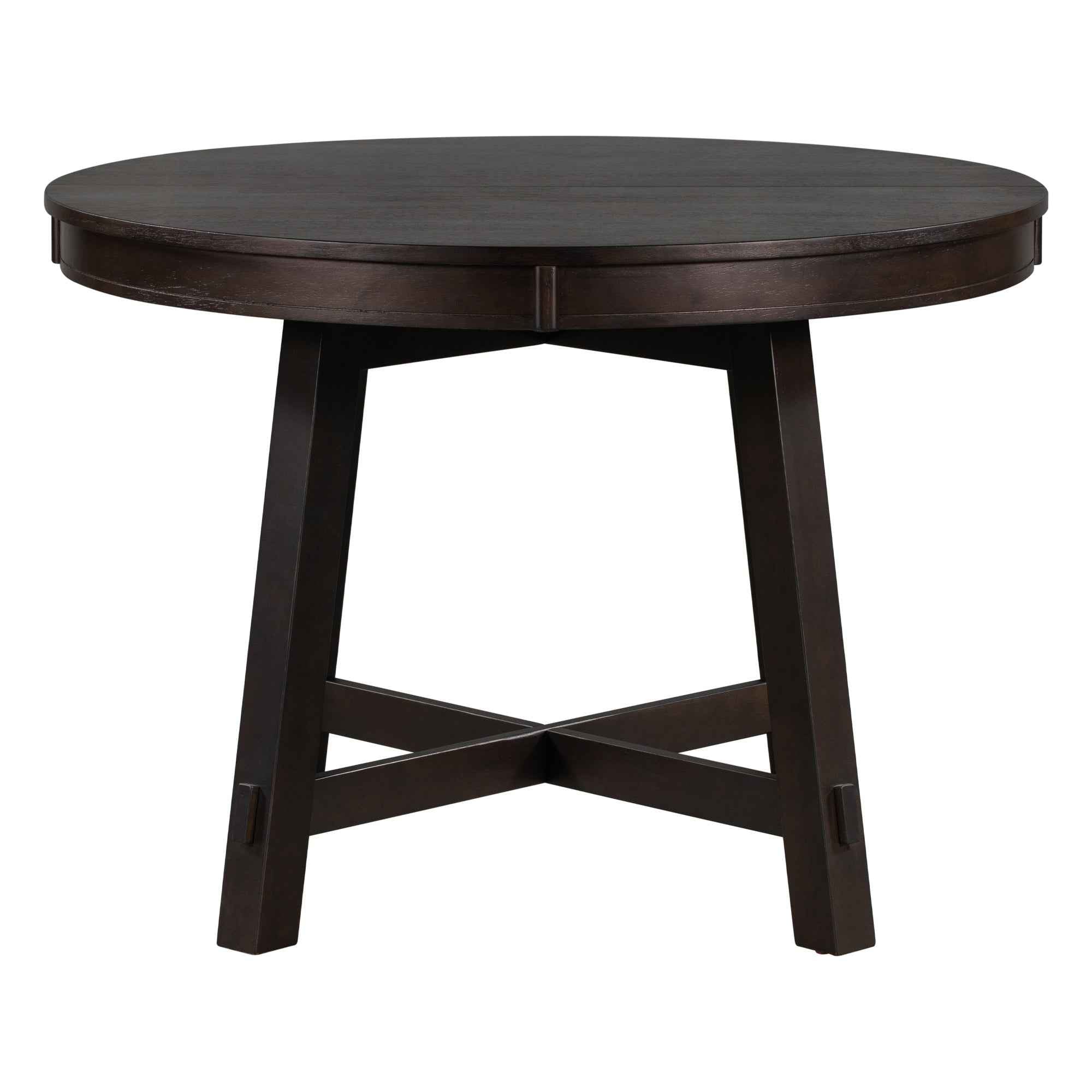 Gia Round Extendable Dining Table with 16' Leaf Wood, Espresso