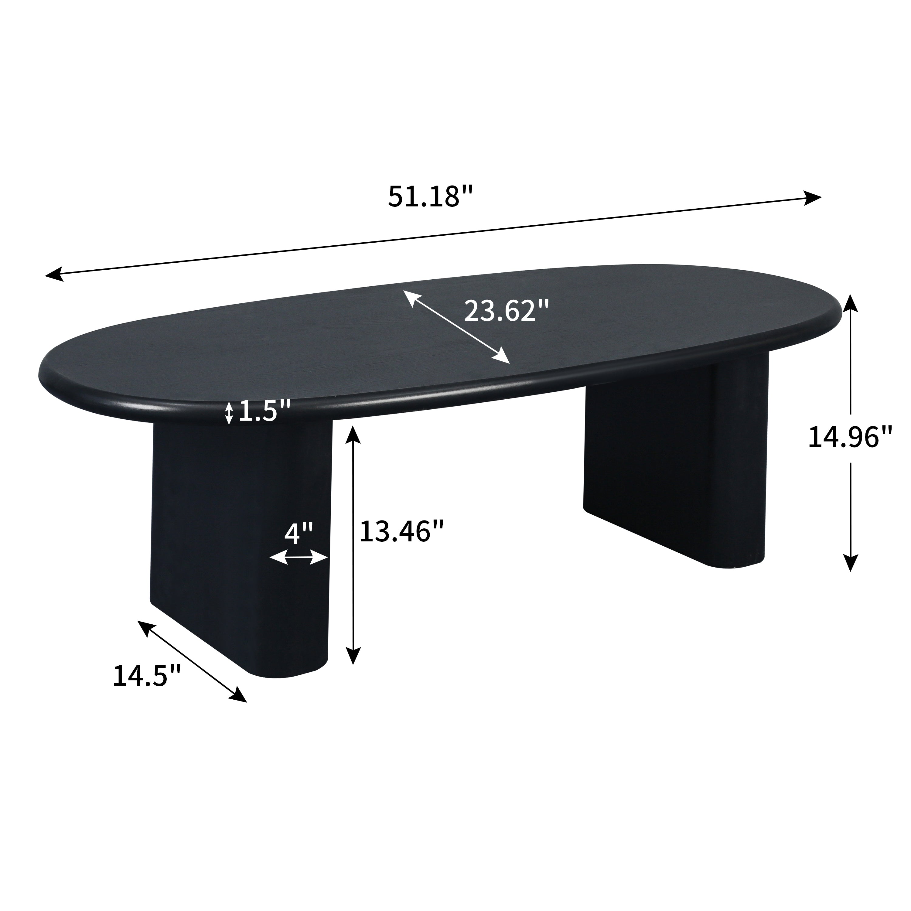 51'' Tapered Tabletop Coffee Table (BLACK)