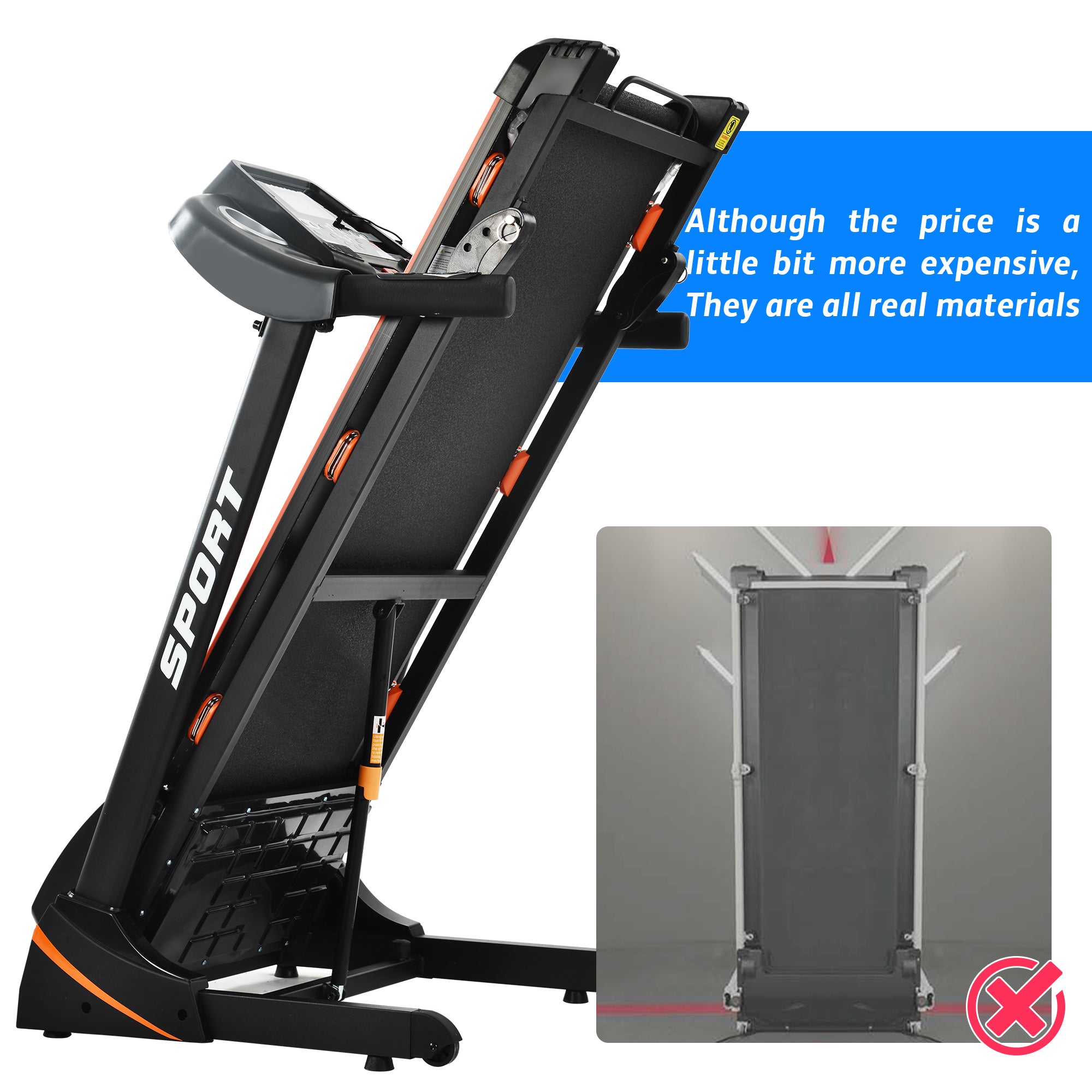 Folding Electric 3.5HP Treadmill With Incline Medium Running Machine Motorised LCD Gym 330lbs Folding Treadmill Electric Motorized Power 14.8KM/H Running Fitness Machine Gym(W54031811 Upgrade )