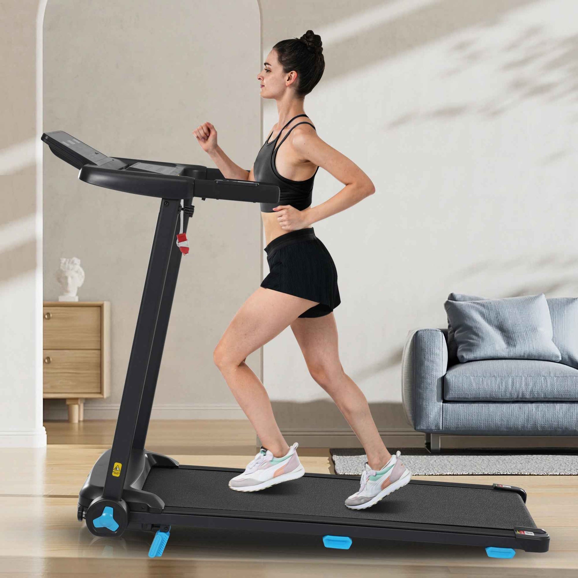 Folding Treadmills for Home Small, 3.0HP Portable Treadmill with 8% Incline,10MPH Walking Pad with Incline, 300 LBS Walking Pad Treadmills with Bluetooth, Heart Rate Sensors,Charge Station