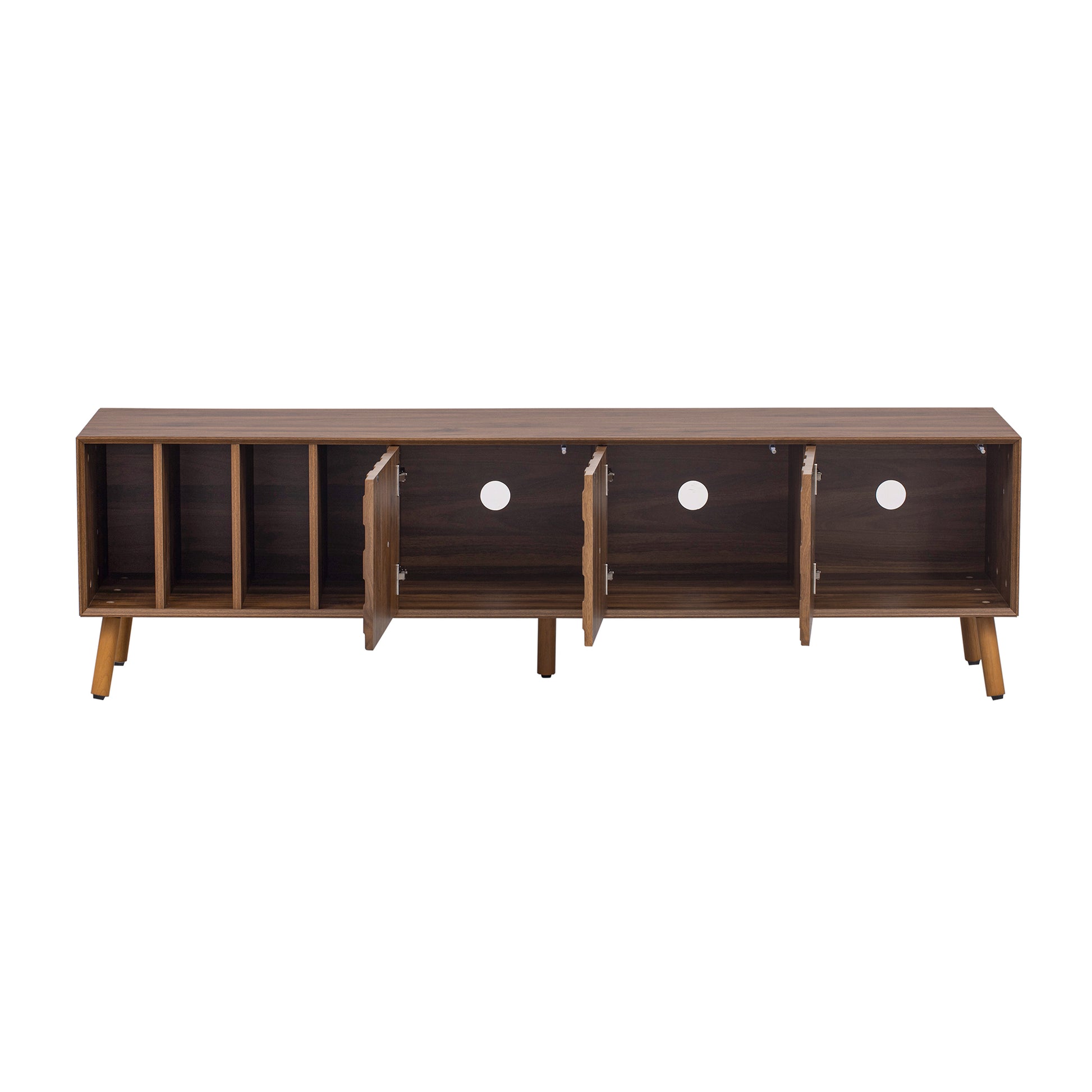 70' Mid-Century Modern TV Stand, Media Console Table for TVs up to 80'', Entertainment Center with 5 Solid Wood Legs for Living Room, Bedroom - Abrihome