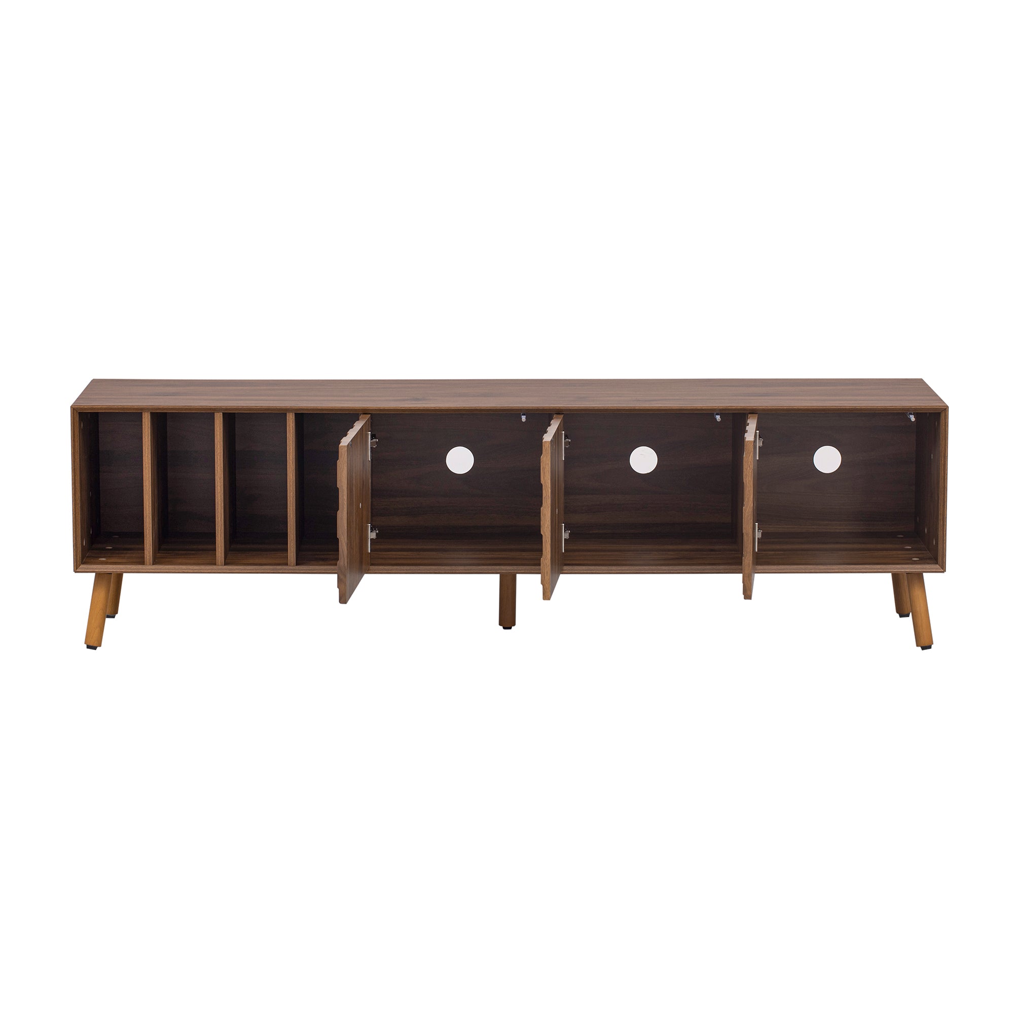 70' Mid-Century Modern TV Stand, Media Console Table for TVs up to 80'', Entertainment Center with 5 Solid Wood Legs for Living Room, Bedroom - Abrihome