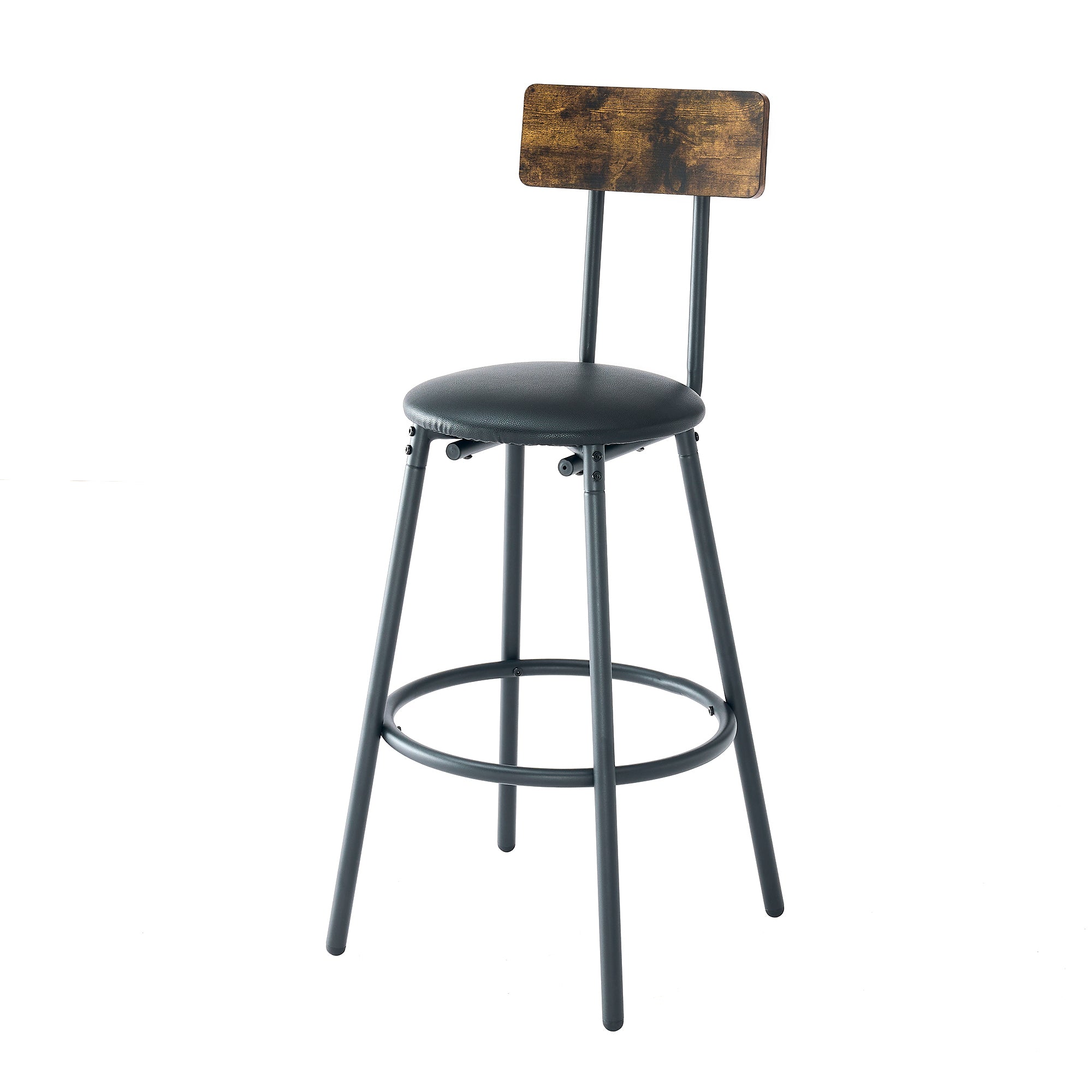 Wood Top Metal Base side table  Industrial Bar Table with two chair--Adjustable table base Bistro Whiskey Pub Table,47.44"W x 15.75"D x 35.43"H