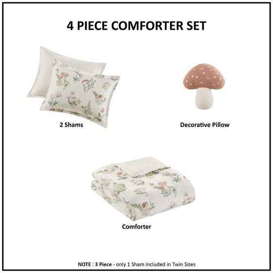 Full/Queen Mushroom Garden Comforter Set