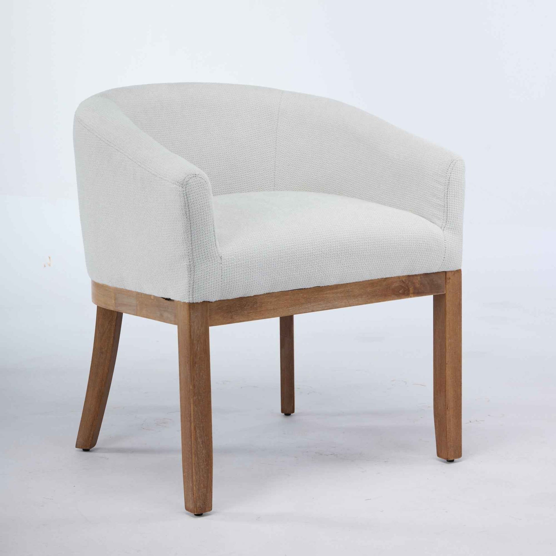Mid Century Modern Upholstered Barrel Dining Chairs with Arms,Farmhouse Linen Kitchen & Dining Room Chairs with Natural Hardwood Frame, 19' W Accent Chairs for Living Room,Single Pack,Beige,SW1891BG