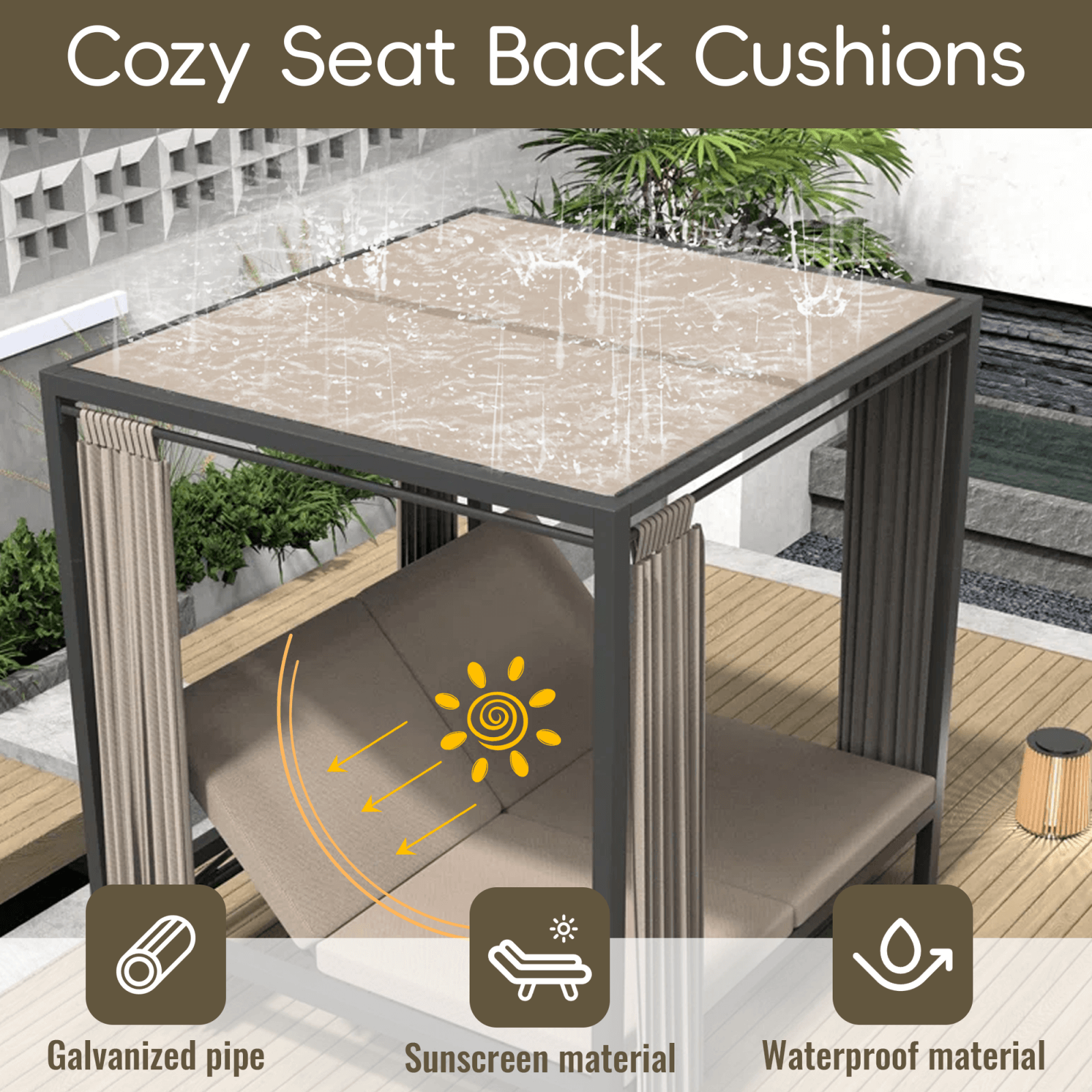 Outdoor Daybed with Canopy (PAL-1129B) - Abrihome