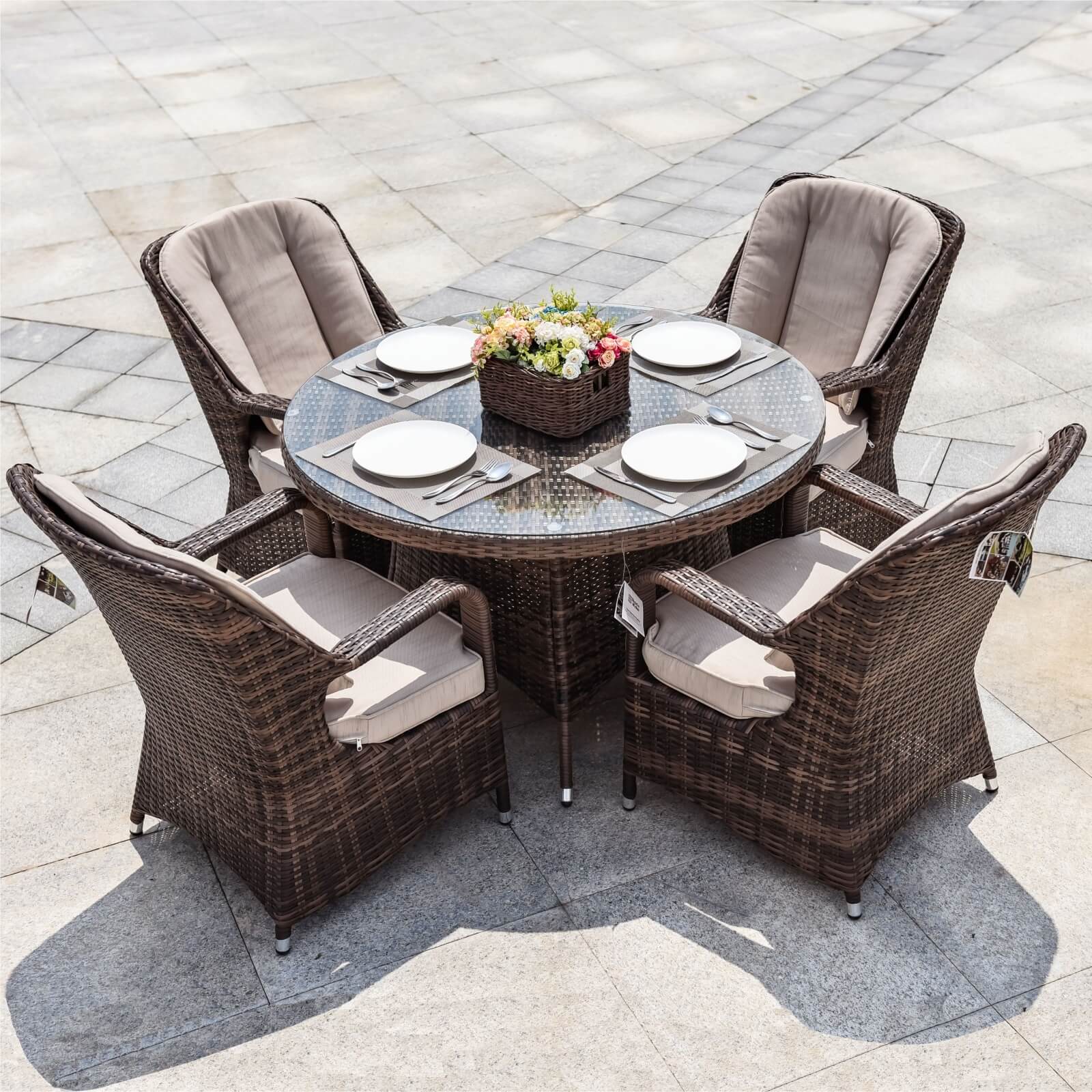 4-Seat Round Outdoor Dining Table – Table Only(PAD-1709-TA) - Abrihome