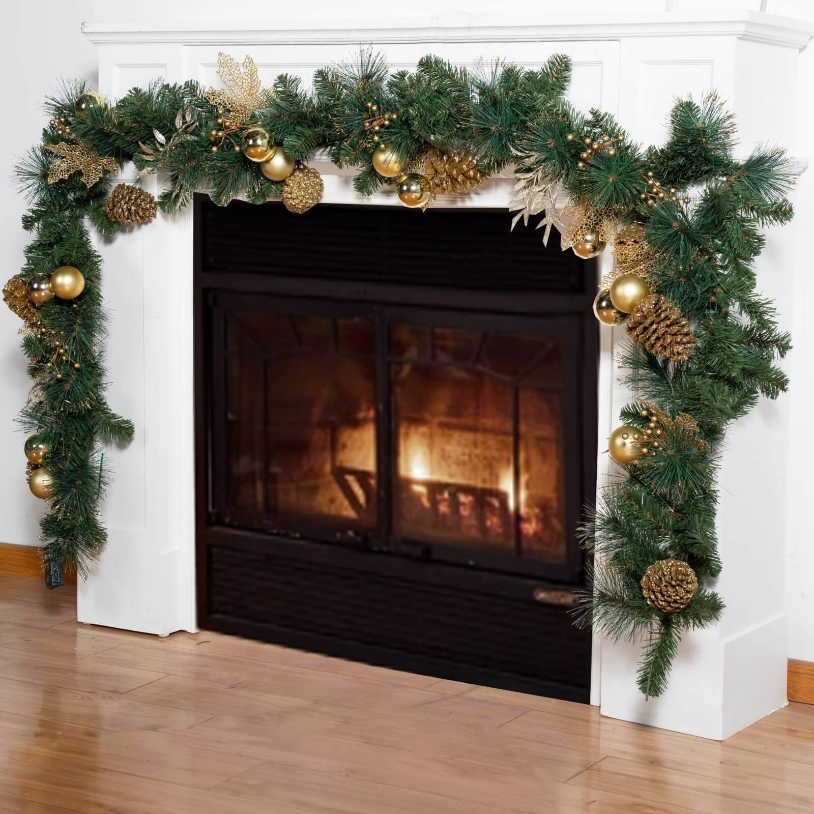 Holiday Pine Garland with Gold Details & Warm White LEDs(PJG-2511) - Abrihome