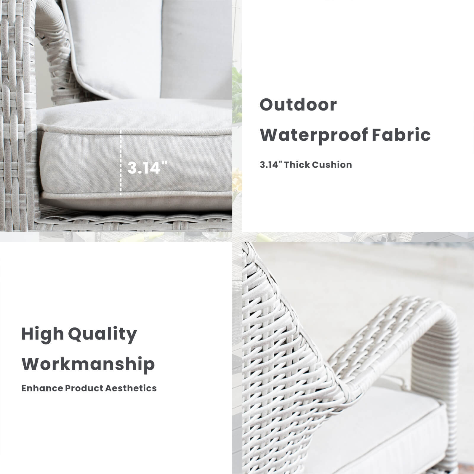 6-Seat Outdoor Dining Set featuring a Round Dining Table with Glass Turntable(PAD-1711-SET) - Abrihome