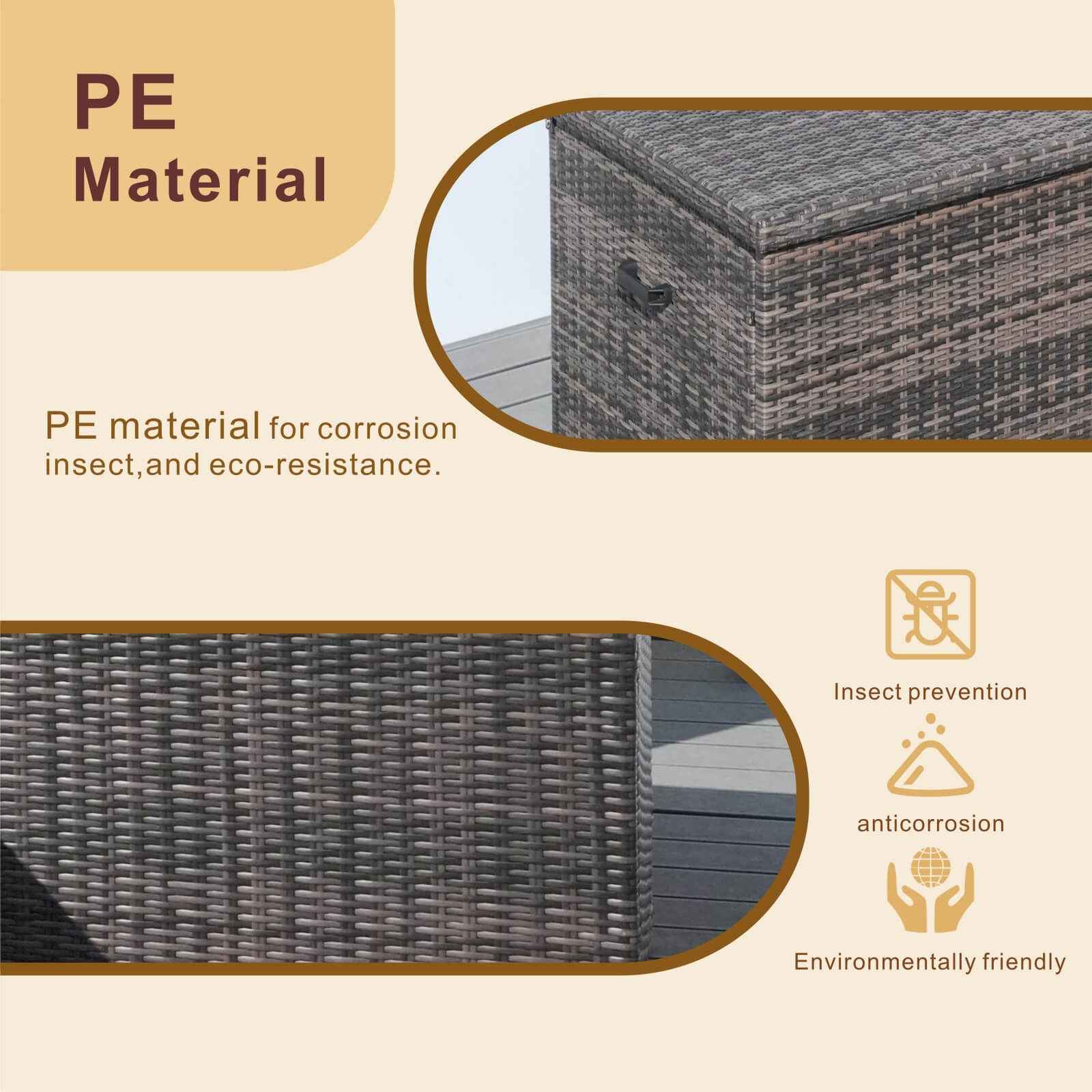 Large Outdoor Wicker Storage Box with Aluminum Frame(PA-3256B)