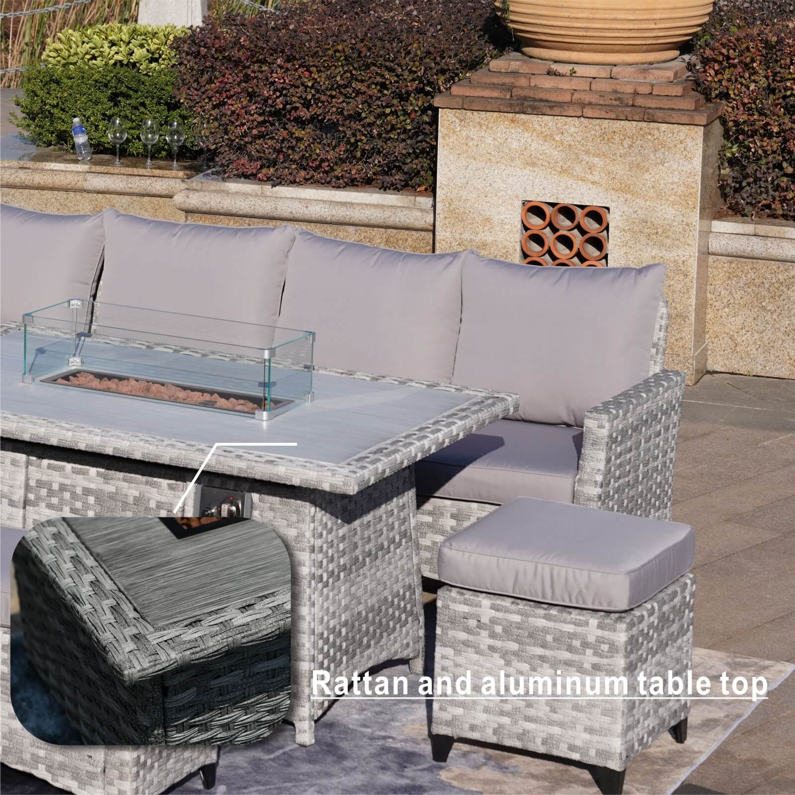 5-Piece Outdoor Lounge Set with Fire Pit Table (PAF-2001) - Abrihome