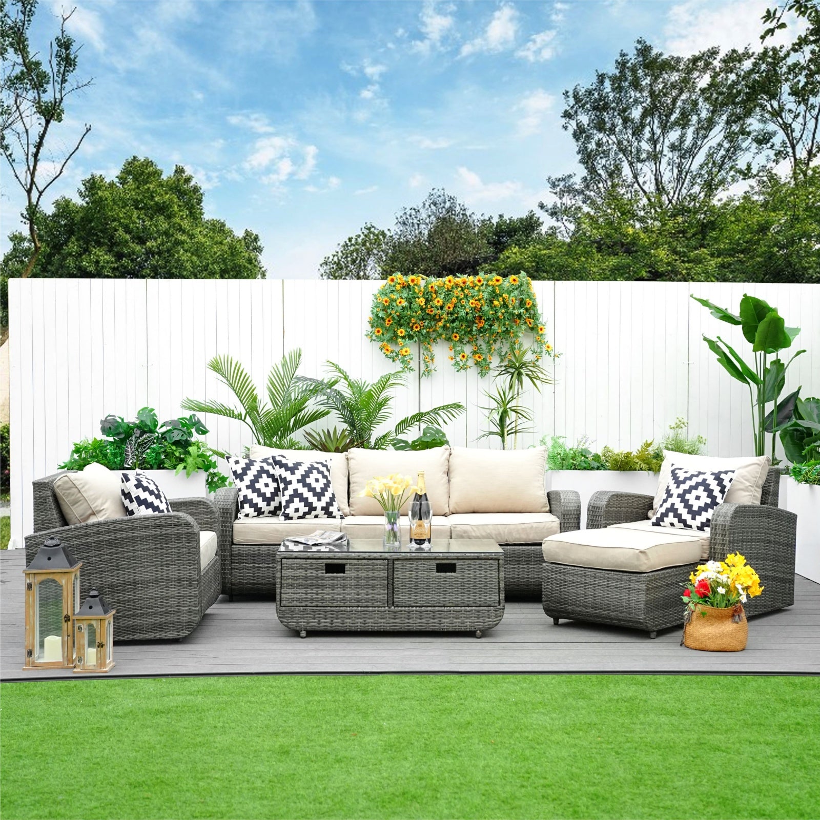5-Piece Outdoor Conversation Sofa Set(PAS-1515-SET) - Abrihome