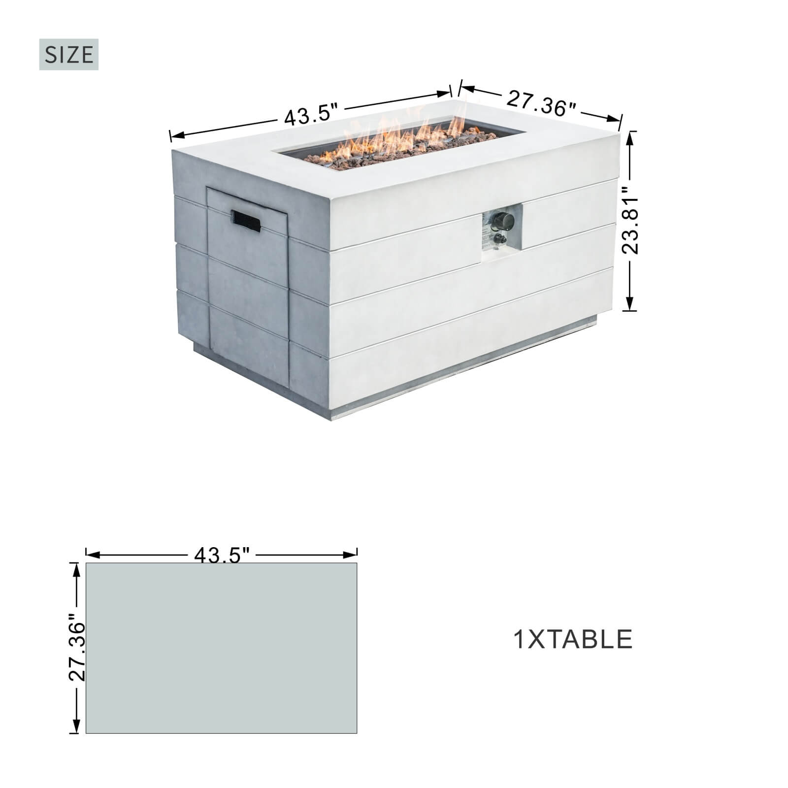 7-Piece Outdoor Conversation Set with Rectangular Fire Pit Table (PAS-1403B+2150) - Abrihome