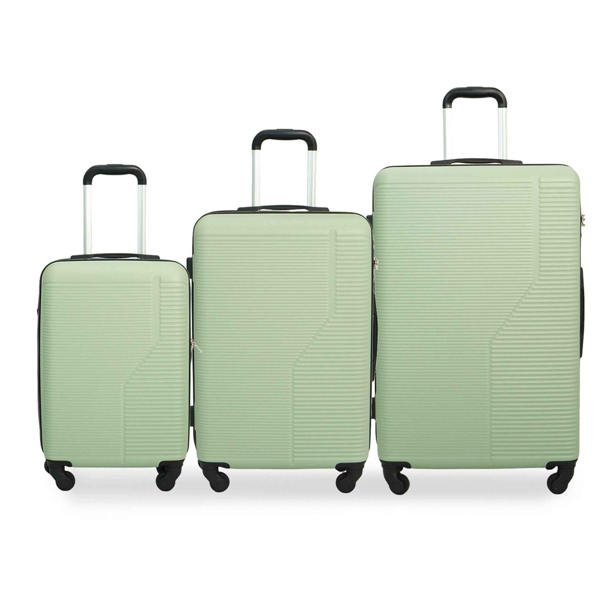 7-Piece Luggage Set ABS Lightweight & Durable Suitcase with Spinner Wheels, TSA Lock, (20/24/28), Green