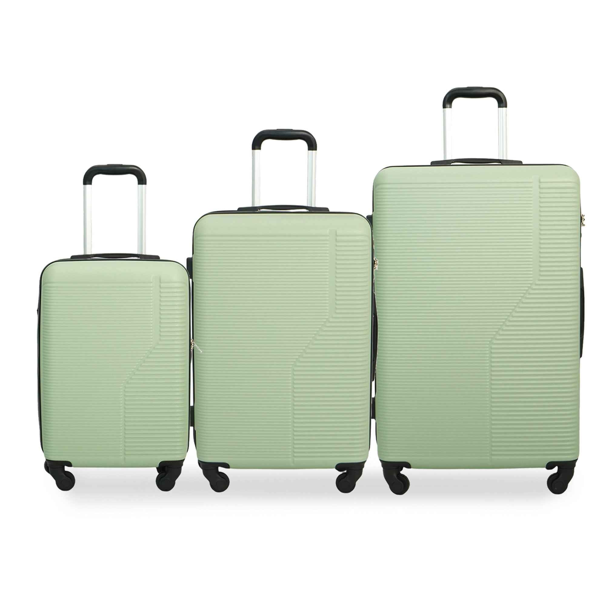 7-Piece Luggage Set ABS Lightweight & Durable Suitcase with Spinner Wheels, TSA Lock, (20/24/28), Green