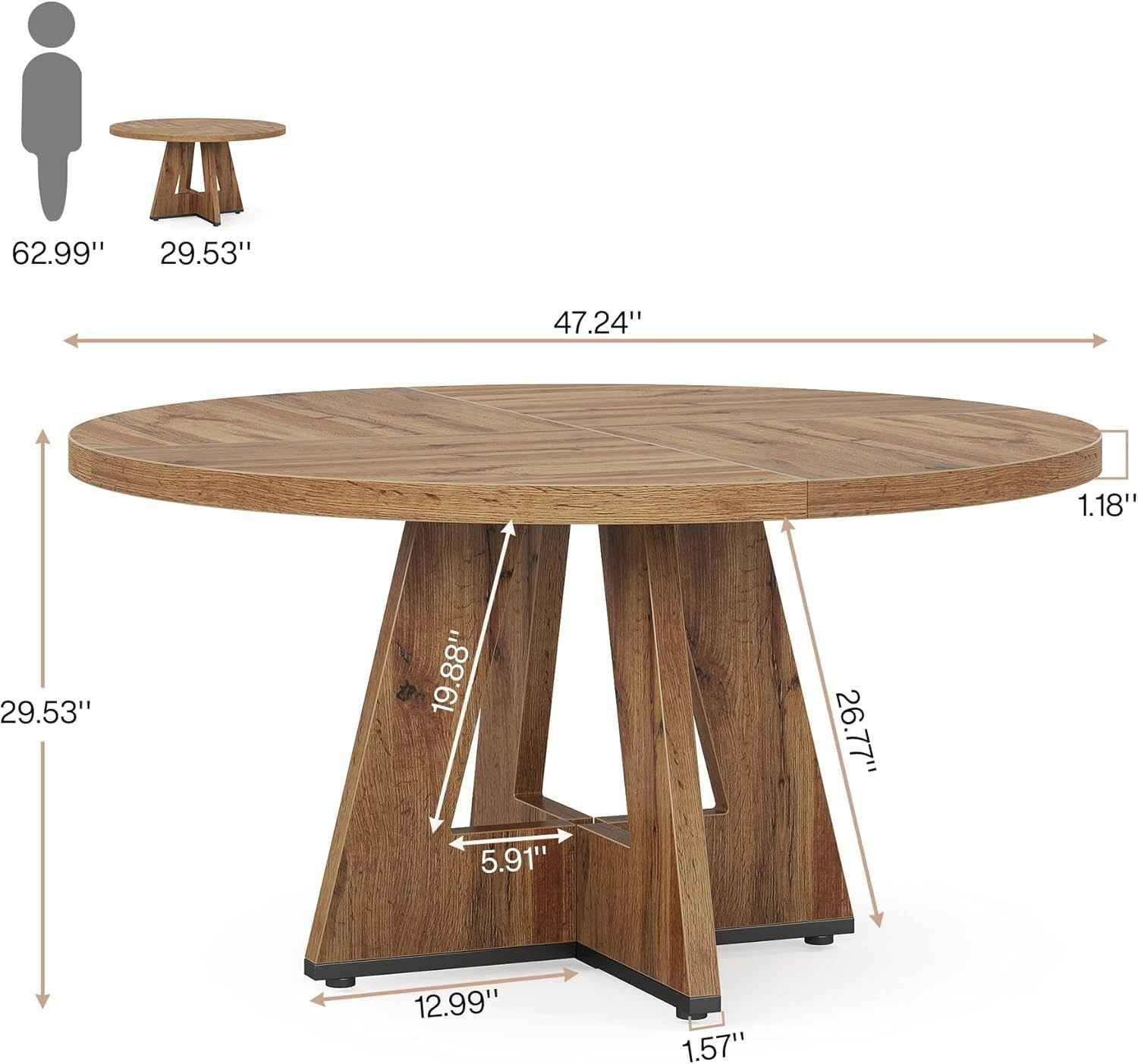 47 Inch Wood Dining Table Round Dining Table (Just 1pcs Dining Table)