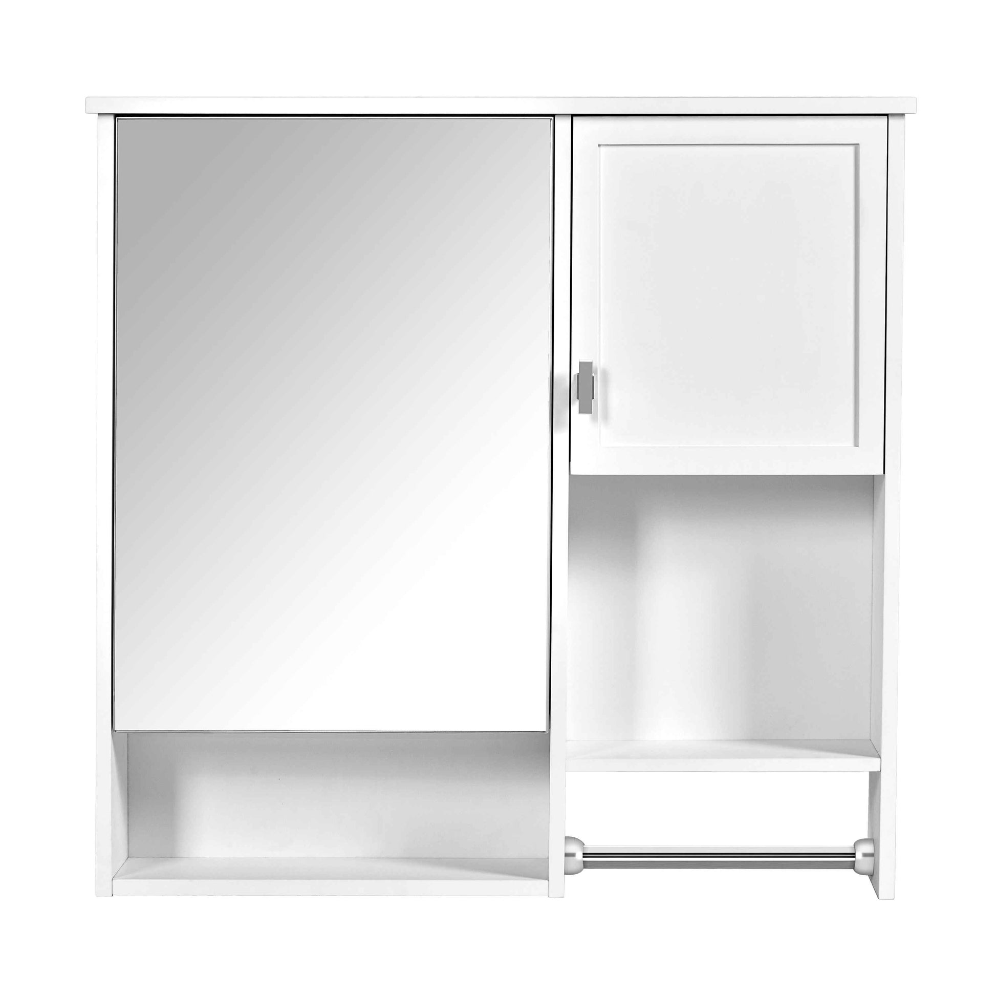 29'' x 28'' Modern Wall Mounted Bathroom Medicine Cabinet, Bathroom Wall Storage Cabinet with Mirror, Over the Toilet Space Saver Cabinet with Towels Bar