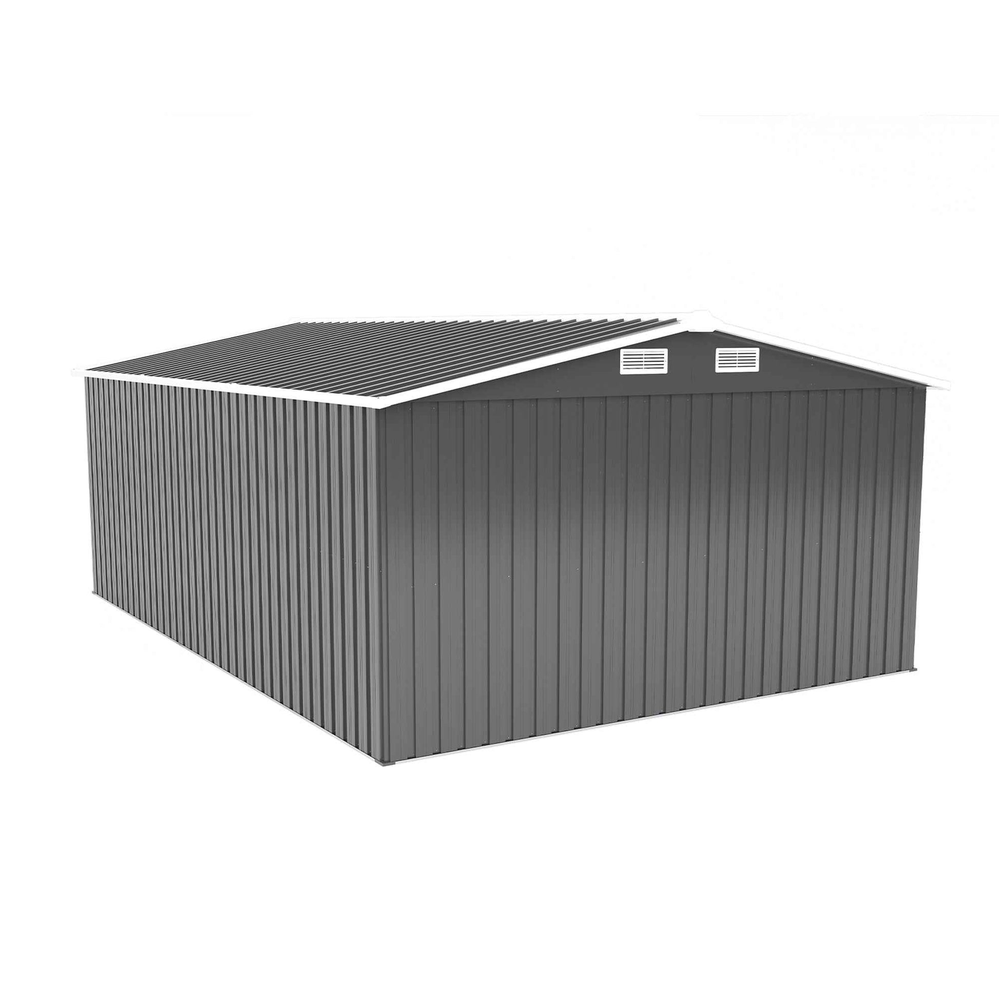 Campcraft  Outdoor Storage Shed 10×14 FT with 3 Lockable Doors,4 Air Vents & Sloped Roof,Utility Tool Shed Metal Storage Garden Sheds  Frame and 4 Vents,for Backyard,Patio,Lawn,dark Grey