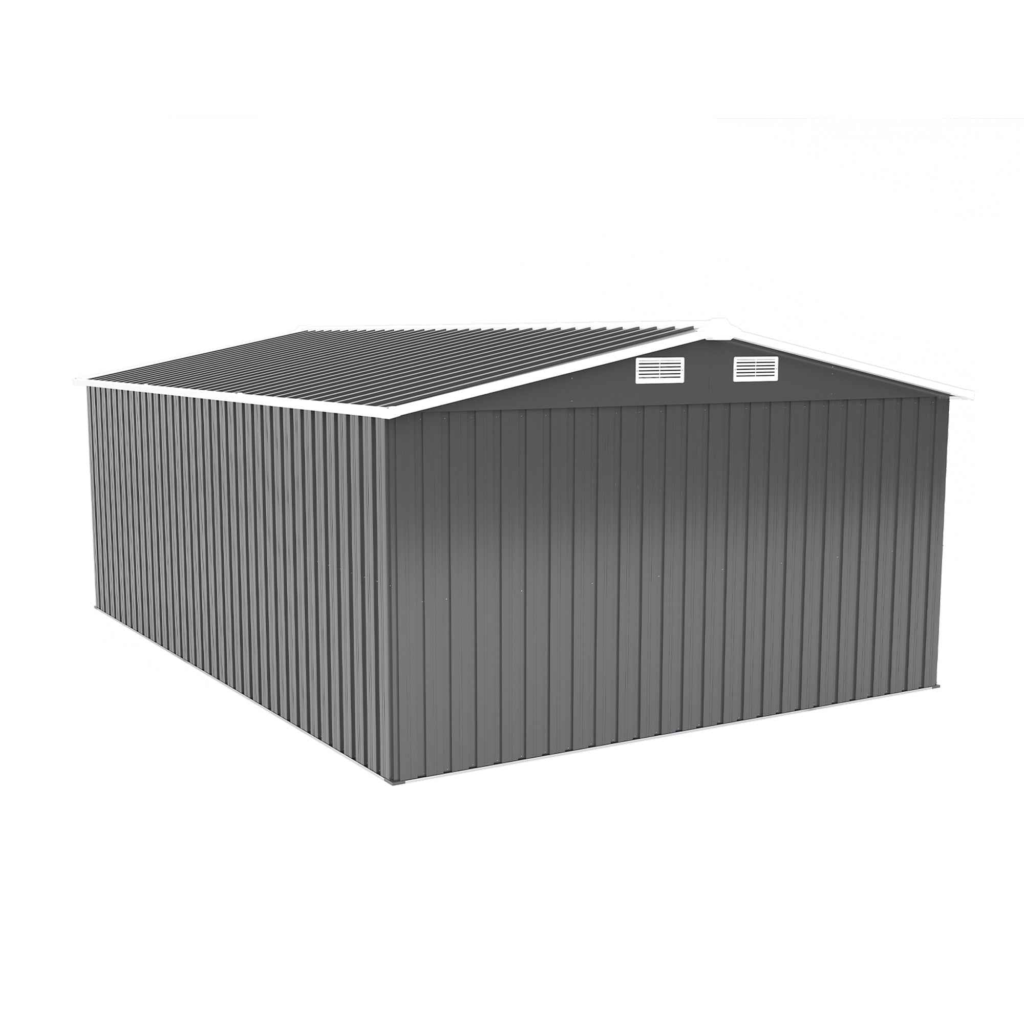 Campcraft  Outdoor Storage Shed 10×14 FT with 3 Lockable Doors,4 Air Vents & Sloped Roof,Utility Tool Shed Metal Storage Garden Sheds  Frame and 4 Vents,for Backyard,Patio,Lawn,dark Grey