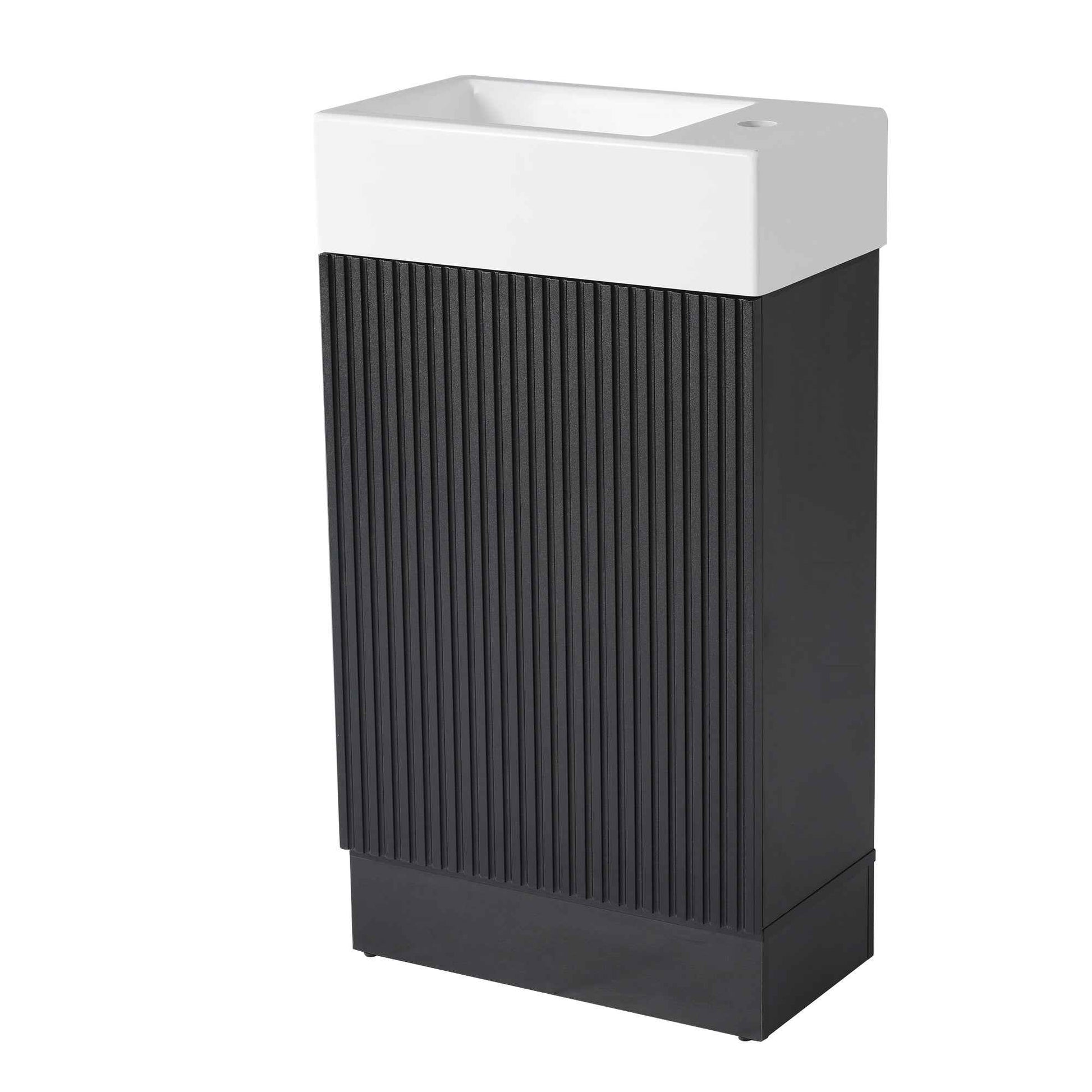 18.6' Bathroom Vanity with Sink, Bathroom Vanity Cabinet with Two-tier Shelf, Left or Right Orientation, Black (WF308491 New Color)