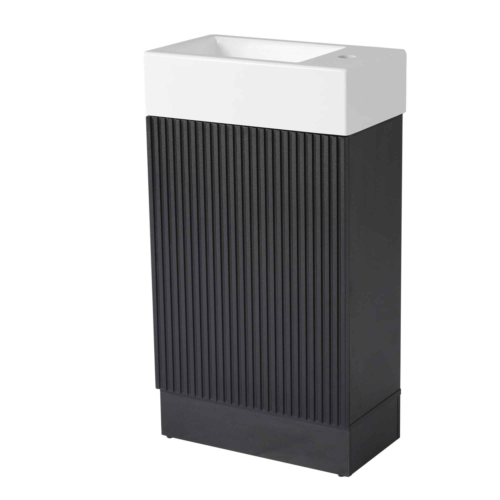 18.6' Bathroom Vanity with Sink, Bathroom Vanity Cabinet with Two-tier Shelf, Left or Right Orientation, Black (WF308491 New Color)