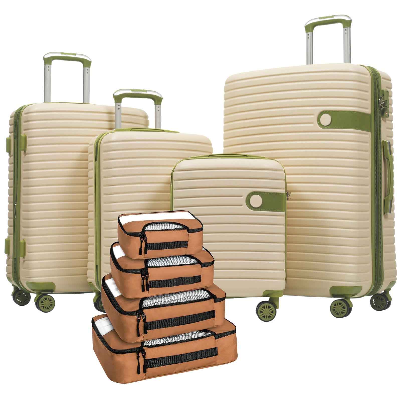 4 Piece Luggage Set Suitcase Set, ABS Hard Shell Lightweight Expandable Travel Luggage with 4 Packing Cubes, TSA Lock, Spinner Wheels for Men Women(16/20/24/28)
