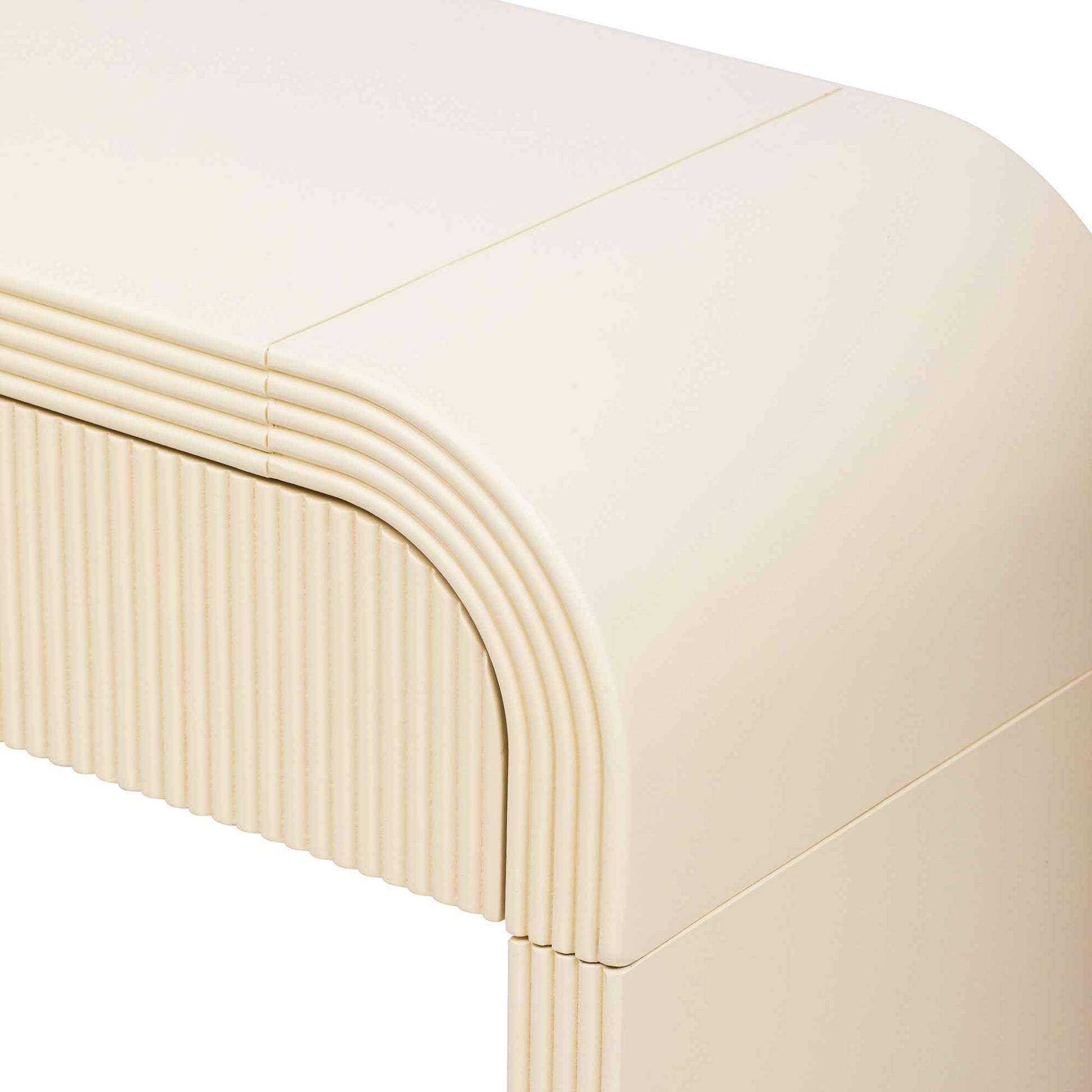 TREXM Modern Console Table with 2 Storage Drawers, Fluted Entryway Table with Rounded Silhouette for Hallway Living Room and Entryway (Apricot Cream)
