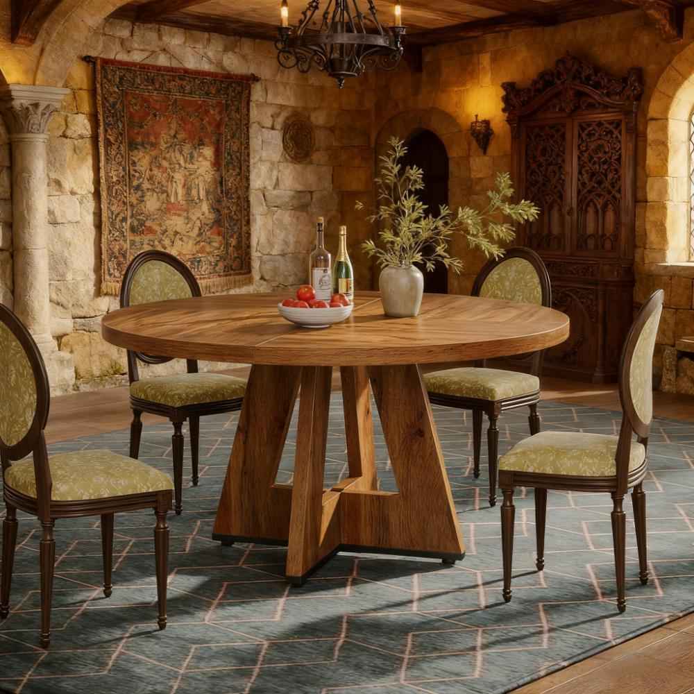 47 Inch Wood Dining Table Round Dining Table (Just 1pcs Dining Table)