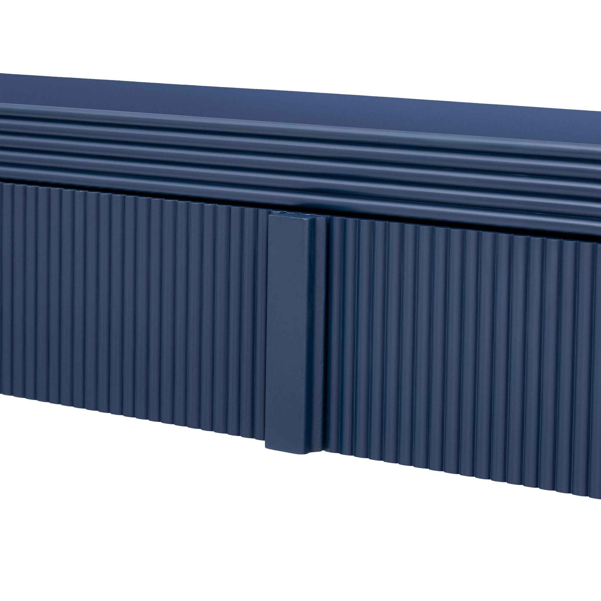 TREXM Modern Console Table with 2 Storage Drawers, Fluted Entryway Table with Rounded Silhouette for Hallway Living Room and Entryway (Navy Blue)
