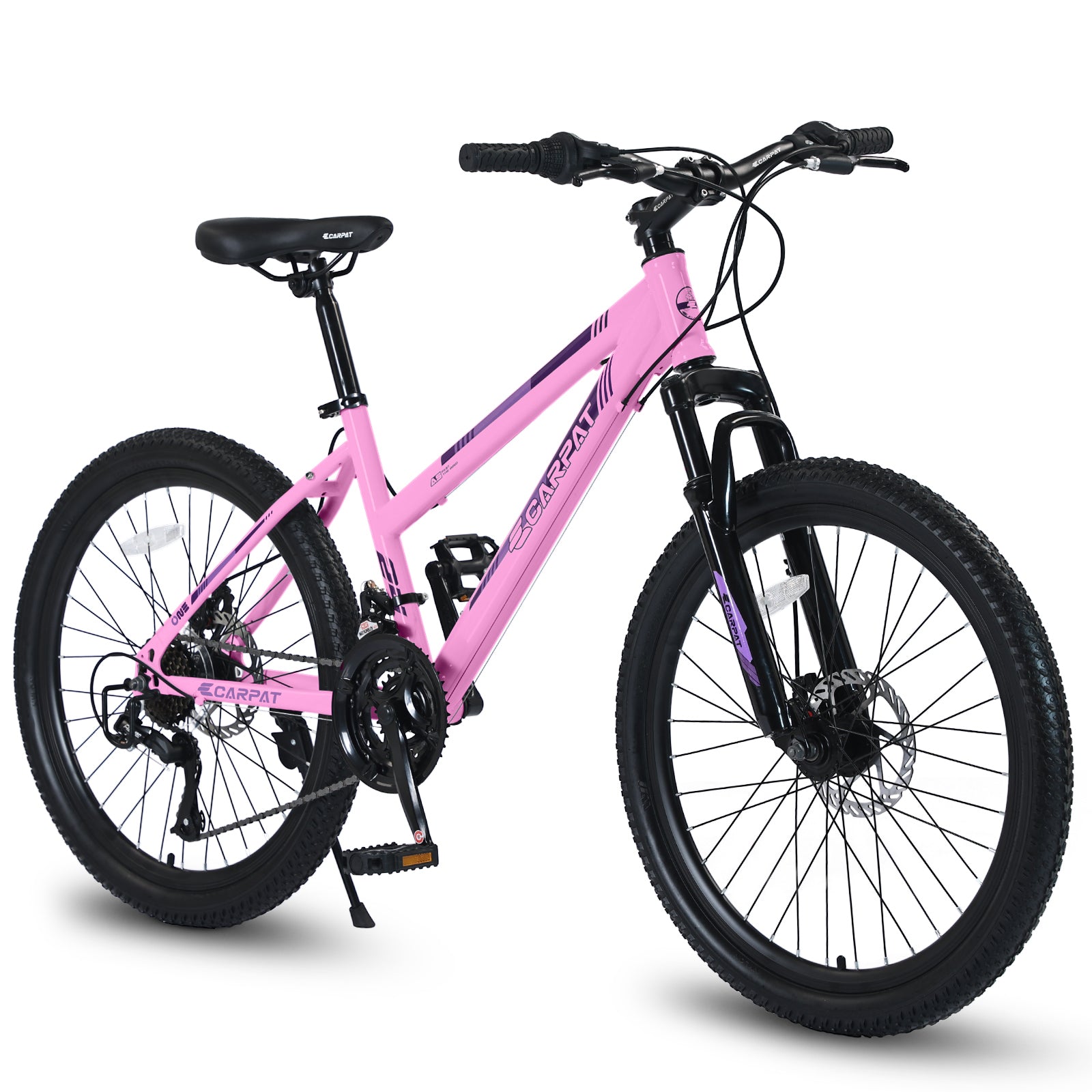 S26103  26 inch Mountain Bike for Teenagers Girls Women, Shimano 21 Speeds with Dual Disc Brakes and 100mm Front Suspension, White/Pink