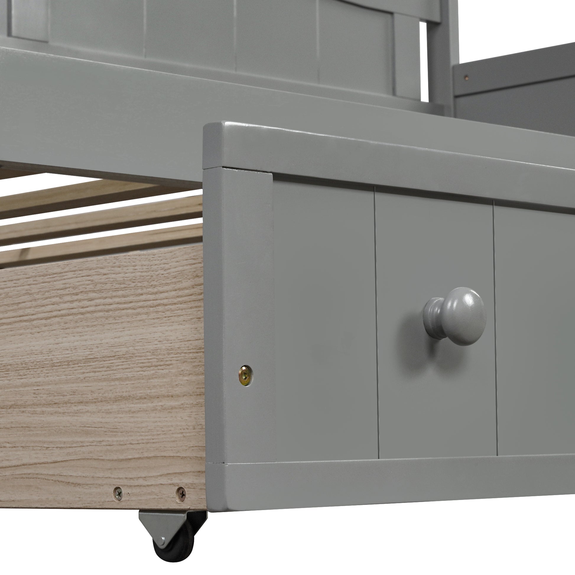 Twin Wooden Daybed with 2 drawers, Sofa Bed for Bedroom Living Room,No Box Spring Needed,Gray - Abrihome