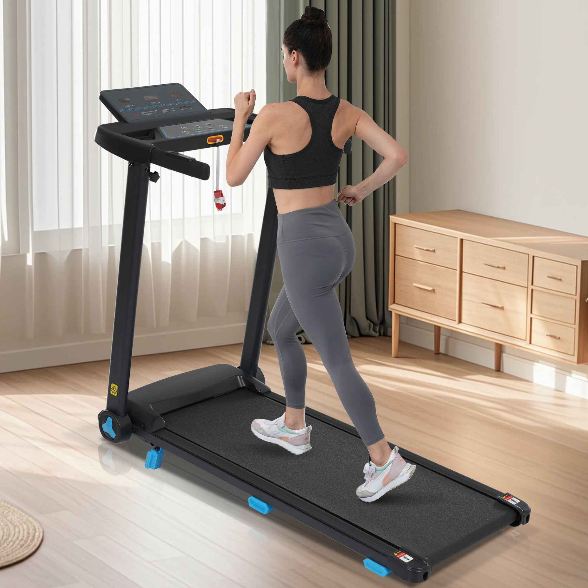 Folding Treadmills for Home Small, 3.0HP Portable Treadmill with 8% Incline,10MPH Walking Pad with Incline, 300 LBS Walking Pad Treadmills with Bluetooth, Heart Rate Sensors,Charge Station