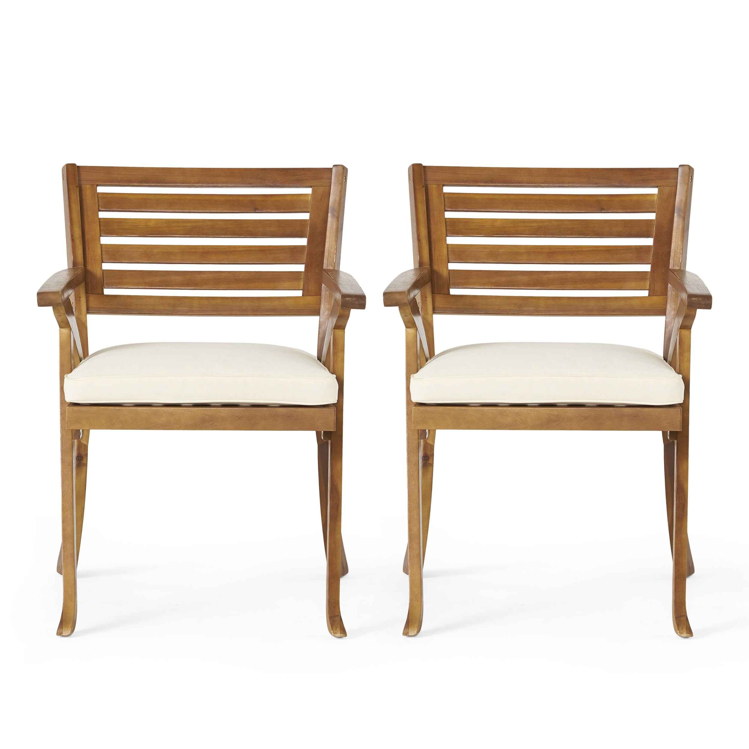 Acacia Wood Dining Chair with Water-resistant Cushion, Teak