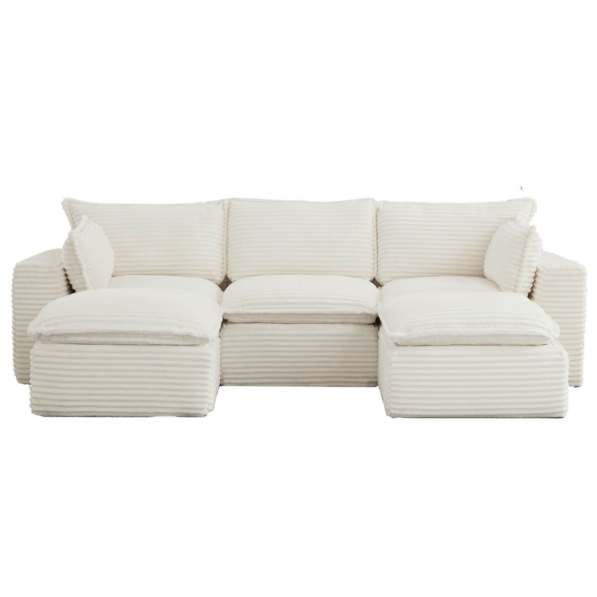3-5 Seat Convertible Sofa Bed - Compression Modular Couch with 2 Ottomans, Transforming Sofa & Bed for Living Room, Apartment & Small Spaces