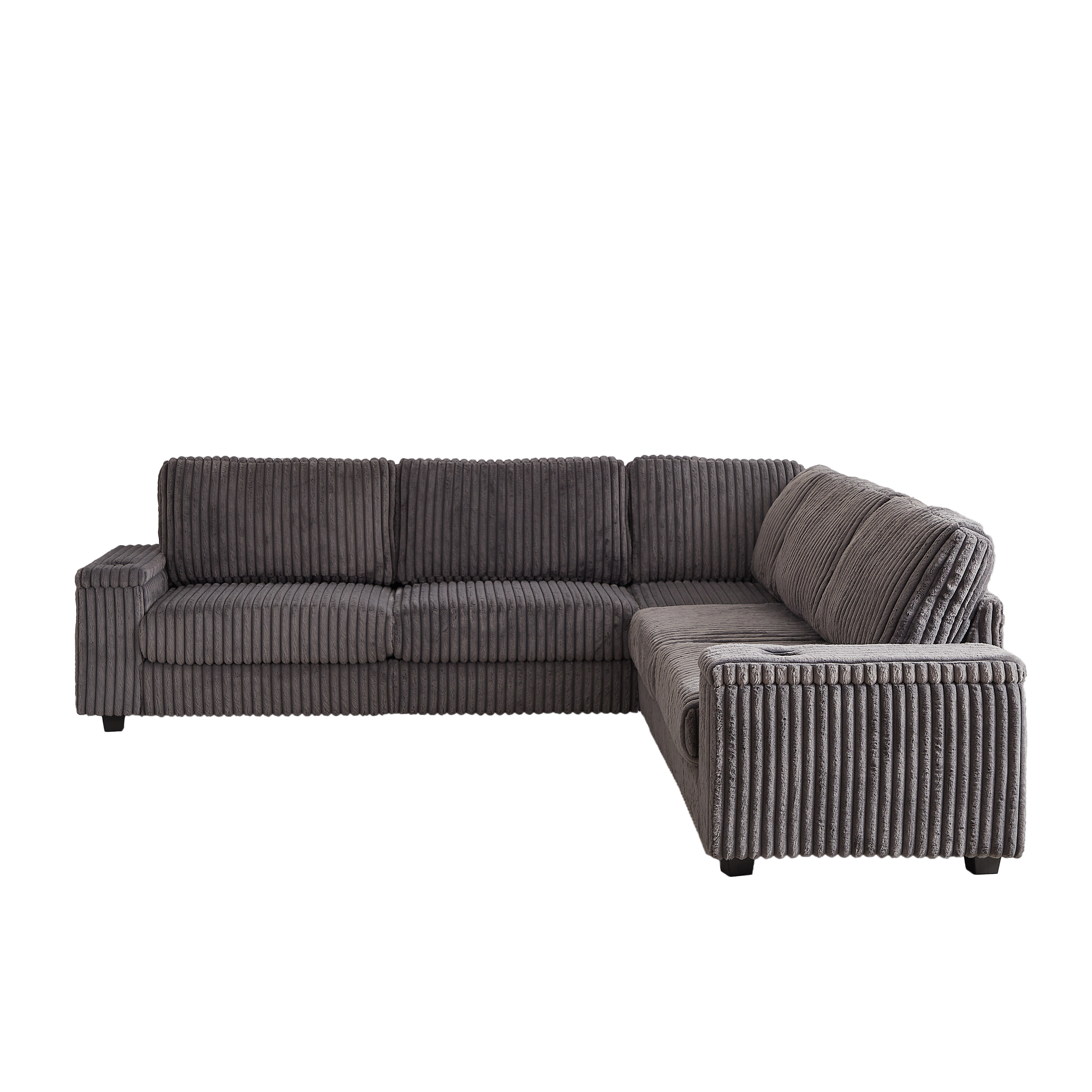 110-Inch Oversized Corduroy Corner Sofa,L Shaped Corner Couch with two storage spaces,USB port & Type-C port and Cup-holder , Deep Seat Comfy Upholstered Couches for Living Room(Not freely combinable)