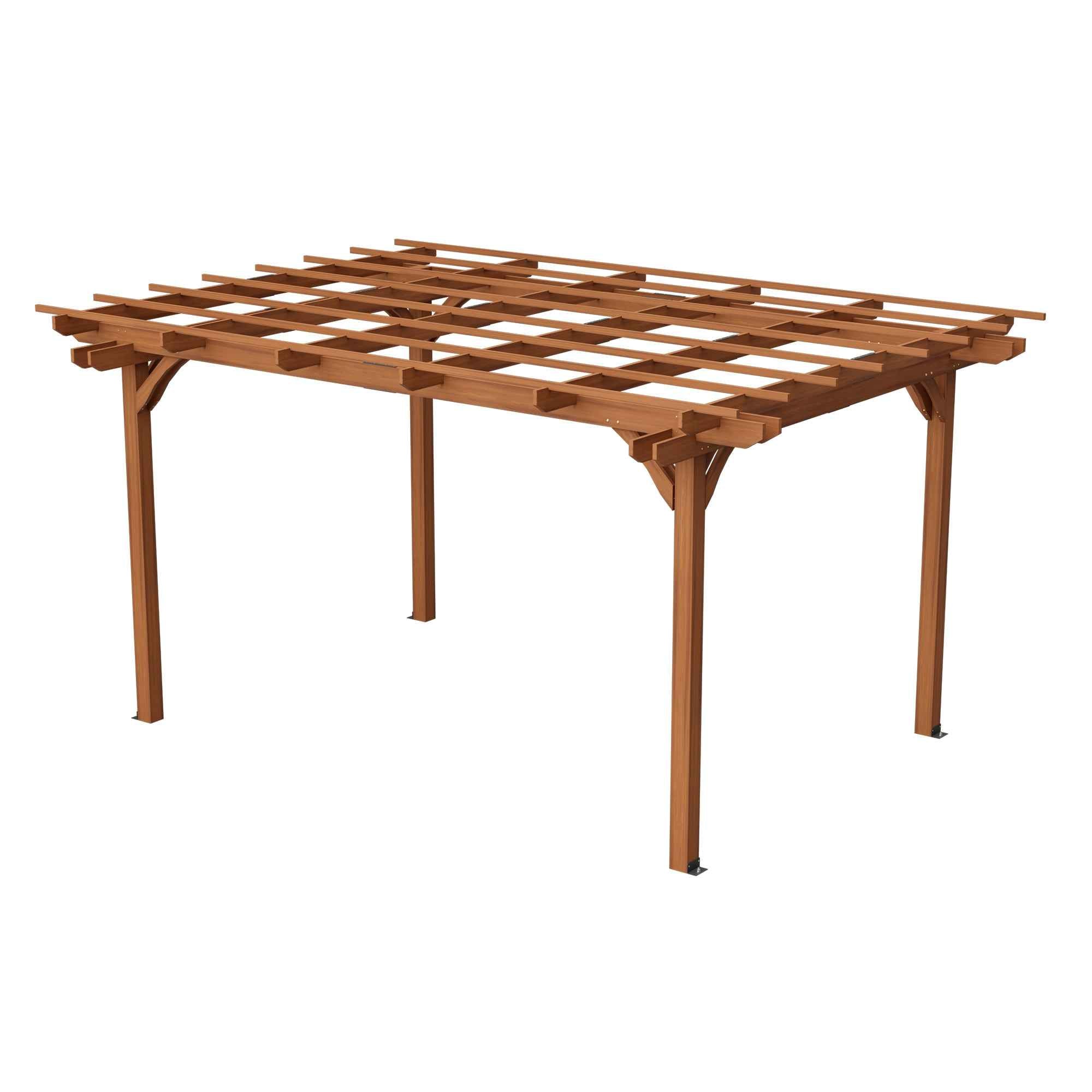 12 x 10 FT Outdoor Wood Pergola, Wooden Grape Pergola for Climbing Plant Support for Garden, Patio, Backyard, Deck, Brown