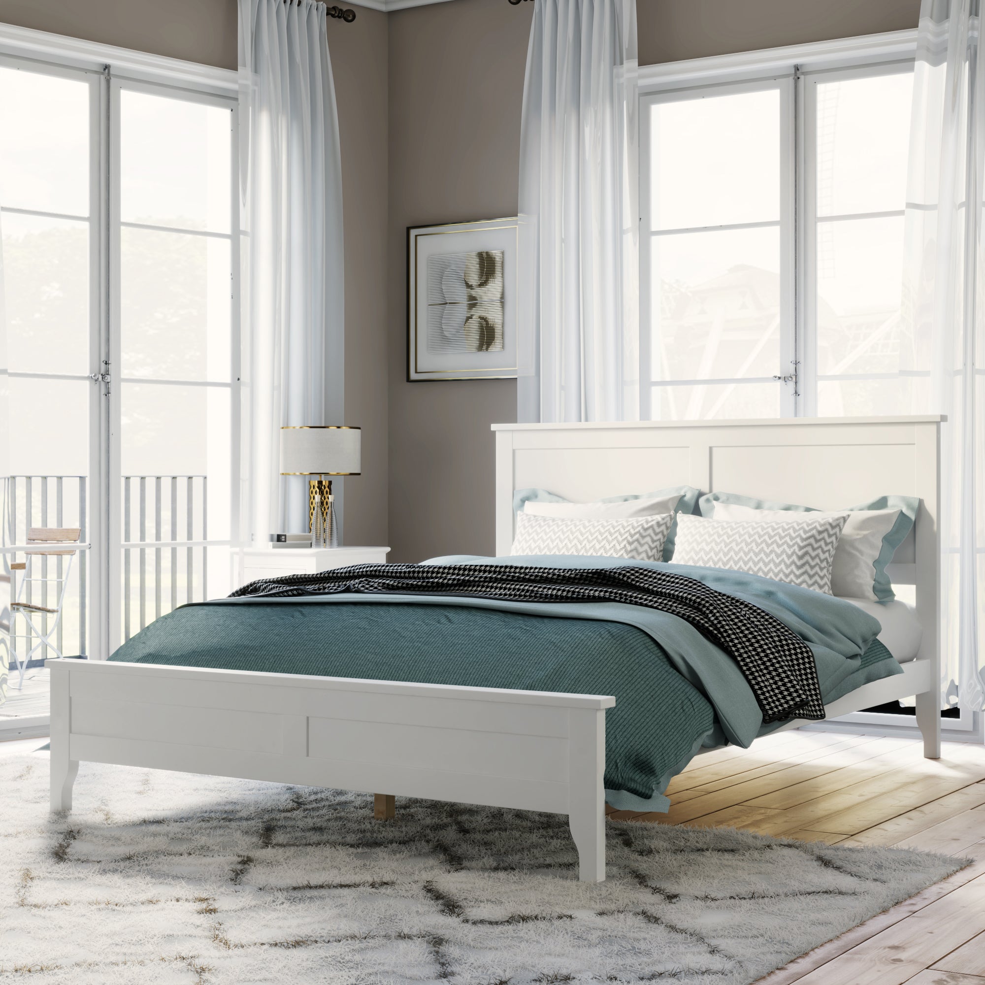 Modern White Solid Wood Full Platform Bed (old sku:WF283524AAK)