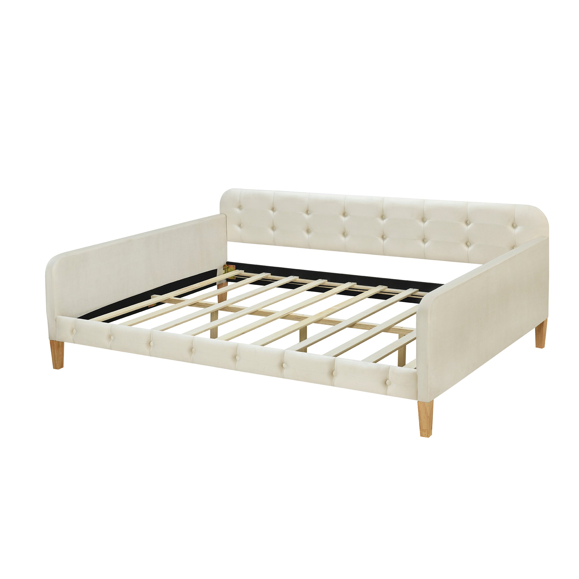 Full Size Upholstered Daybed with 4 Support Legs,White - Abrihome