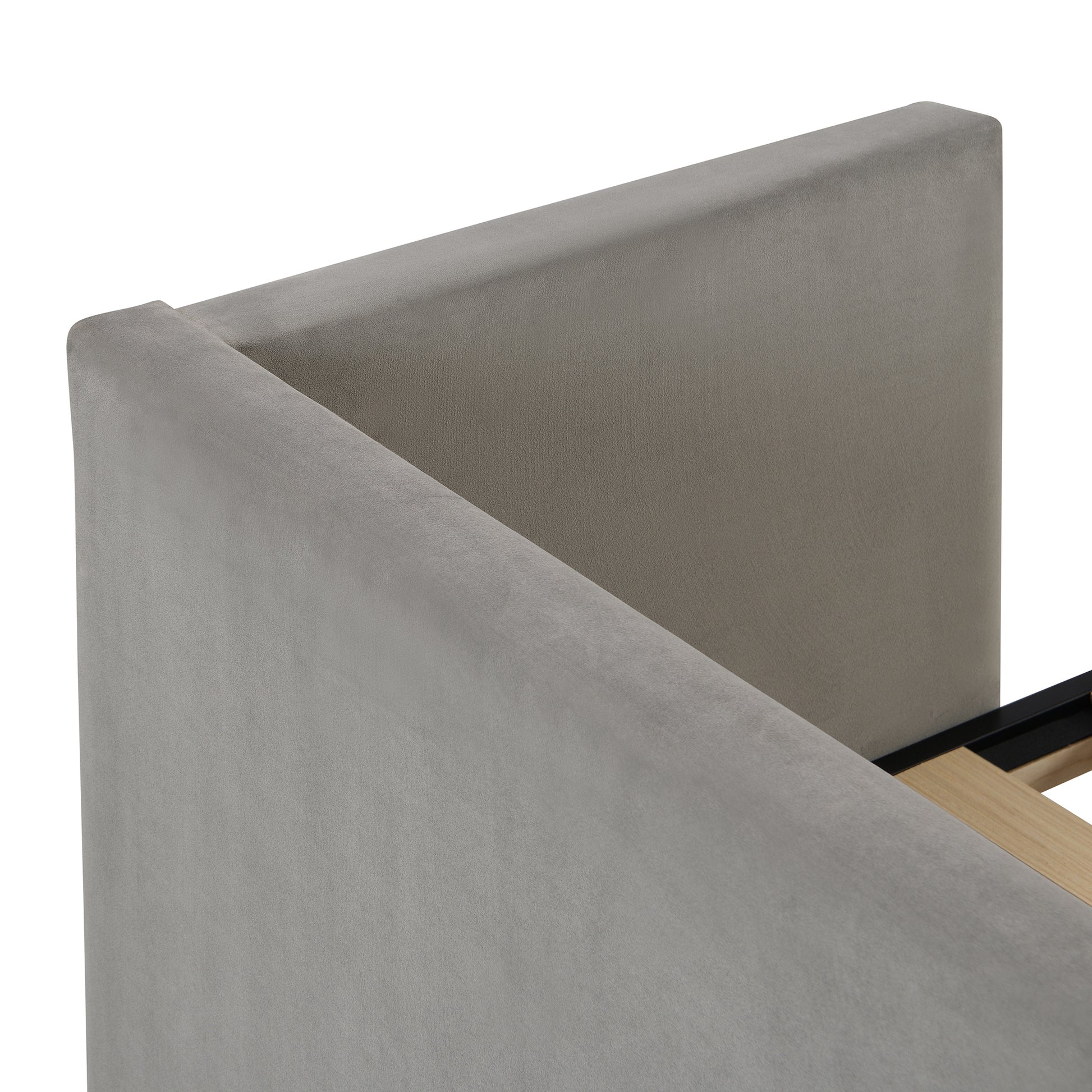 Twin Size Upholstered daybed with Pop Up Trundle, Gray - Abrihome