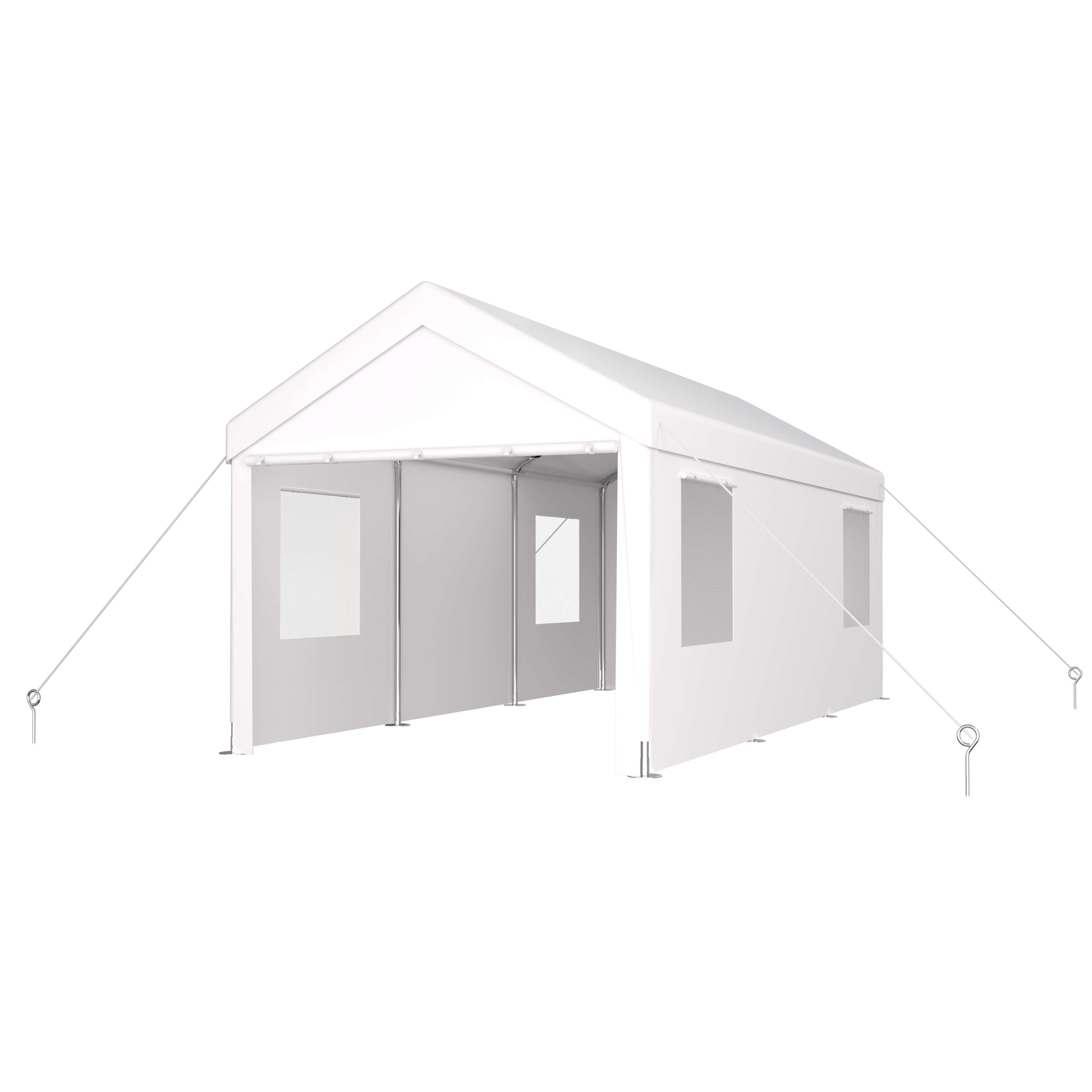 Carport 12' x 20' Portable Garage, Heavy Duty Car Port Canopy with 2 Roll-up Doors & 4 Ventilated Windows for Car, Truck, Boat, Garden Tools,white