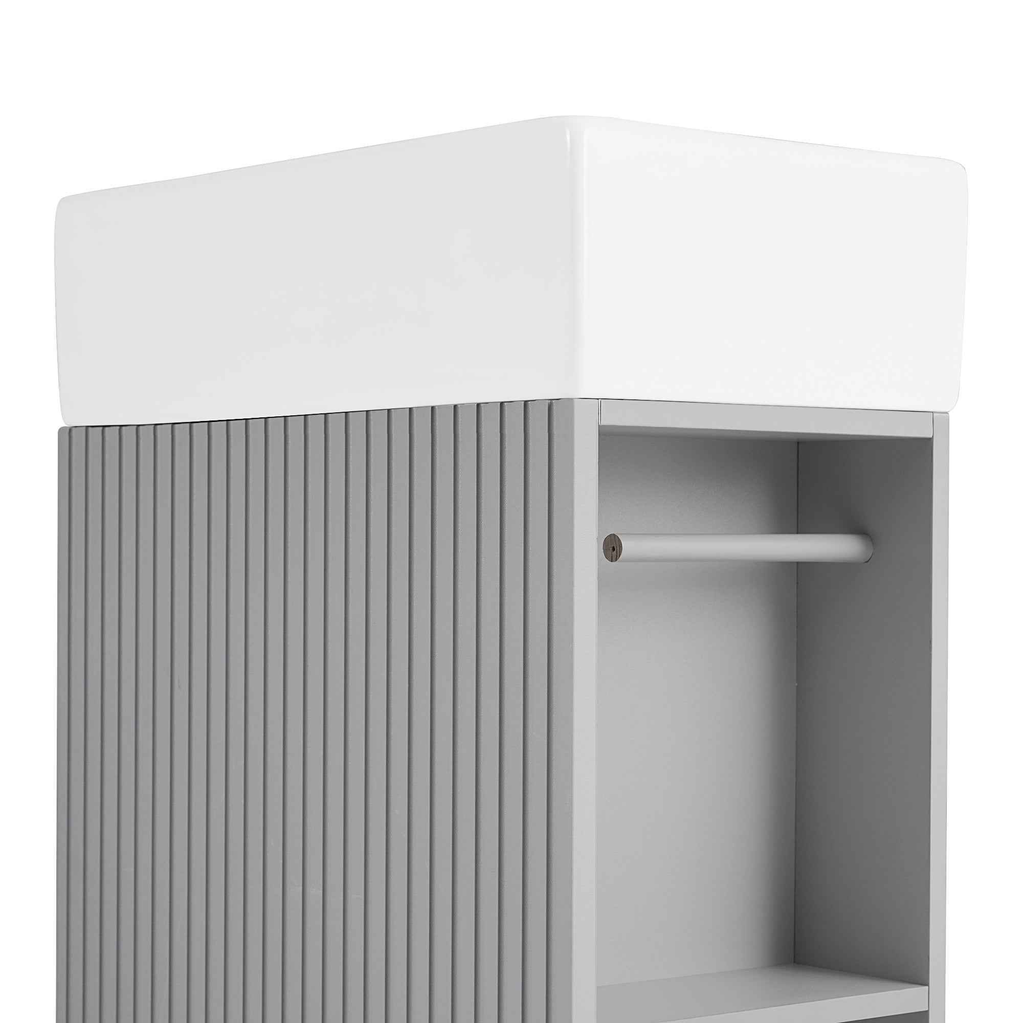 18.6' Bathroom Vanity with Sink, Bathroom Vanity Cabinet with Two-tier Shelf, Left or Right Orientation, Grey  (Old Sku:WF308491AAE)