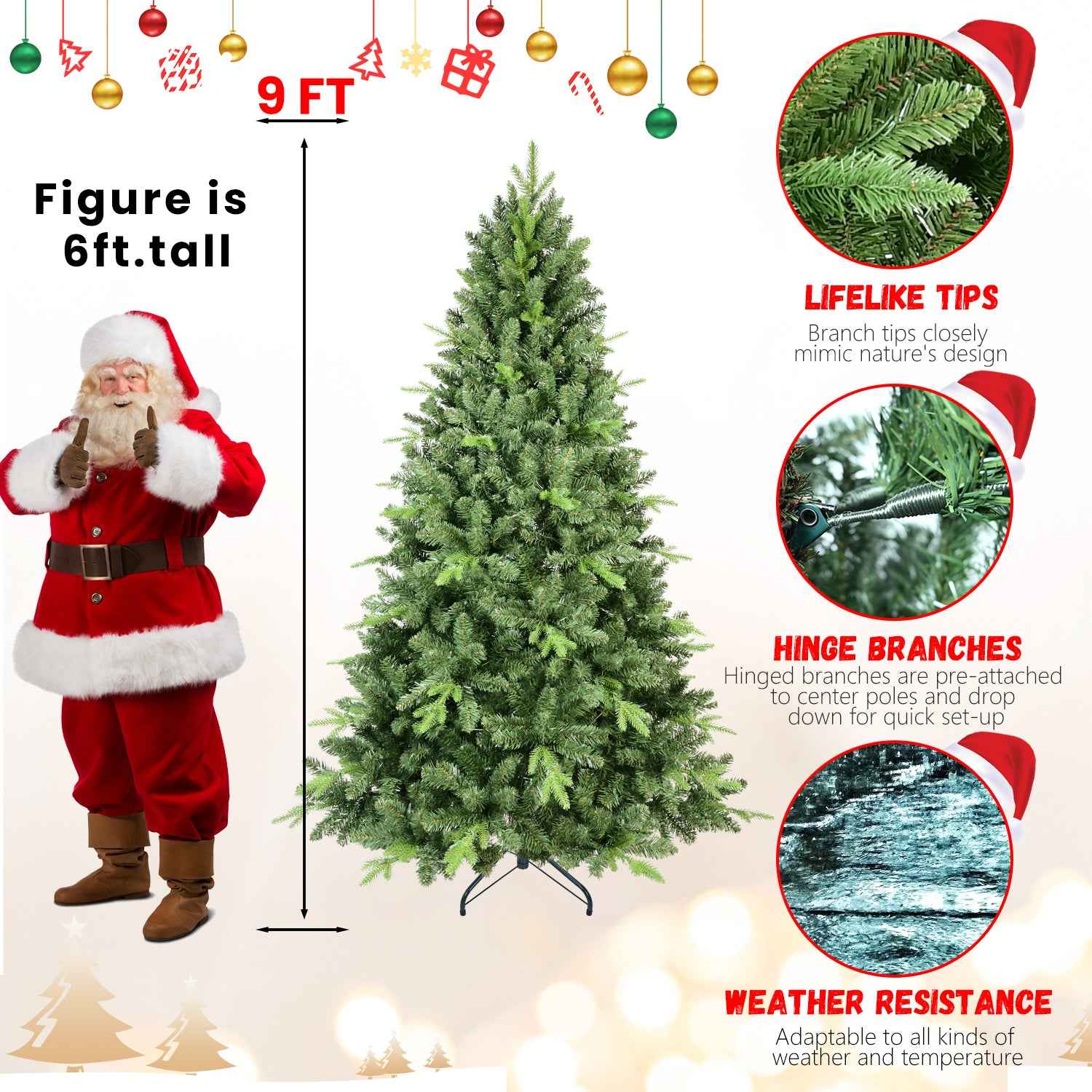 4FT Classic Christmas Tree with 636 PE+PVC Tips – Realistic Hinged Branches, Easy Assembly, Stable Metal Stand, Full Natural Look for Holiday Decorating