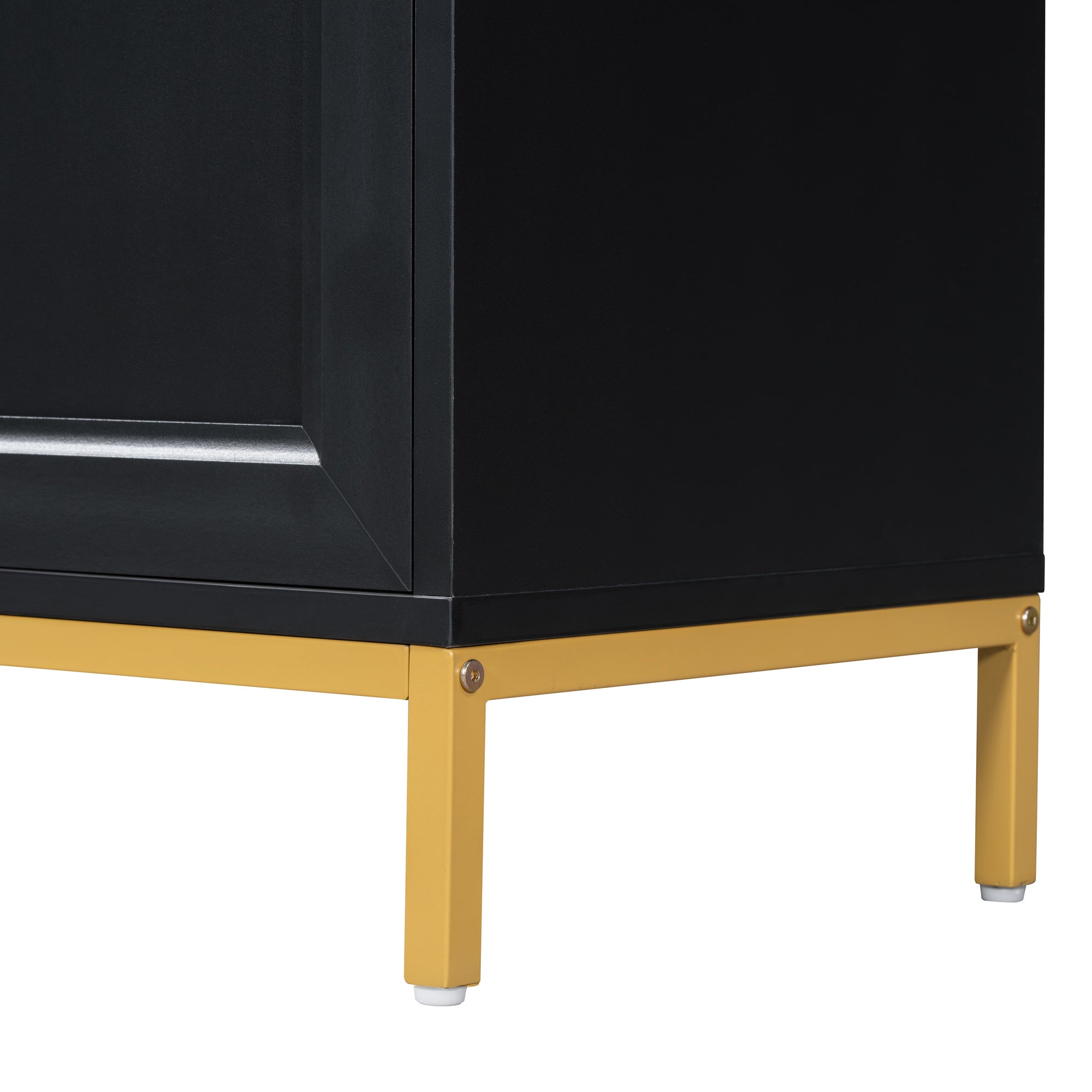 TREXM Modern Sideboard with Extra Large Storage Space with Metal Handles and Support Legs for Living Room and Dining Room (Black)