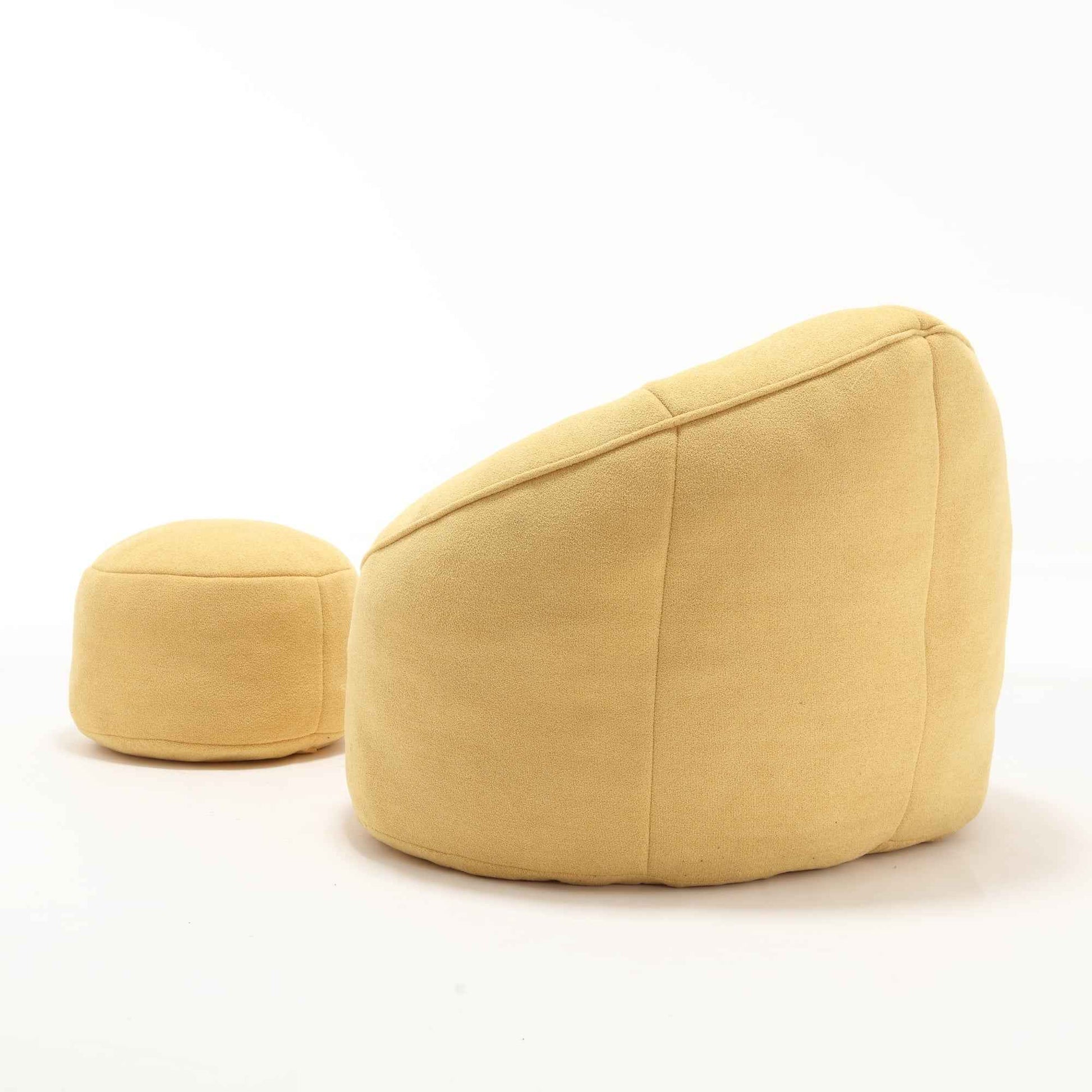 Bedding Bean Bag Sofa Chair with High-Pressure Foam and Footrest, Yellow Microfiber