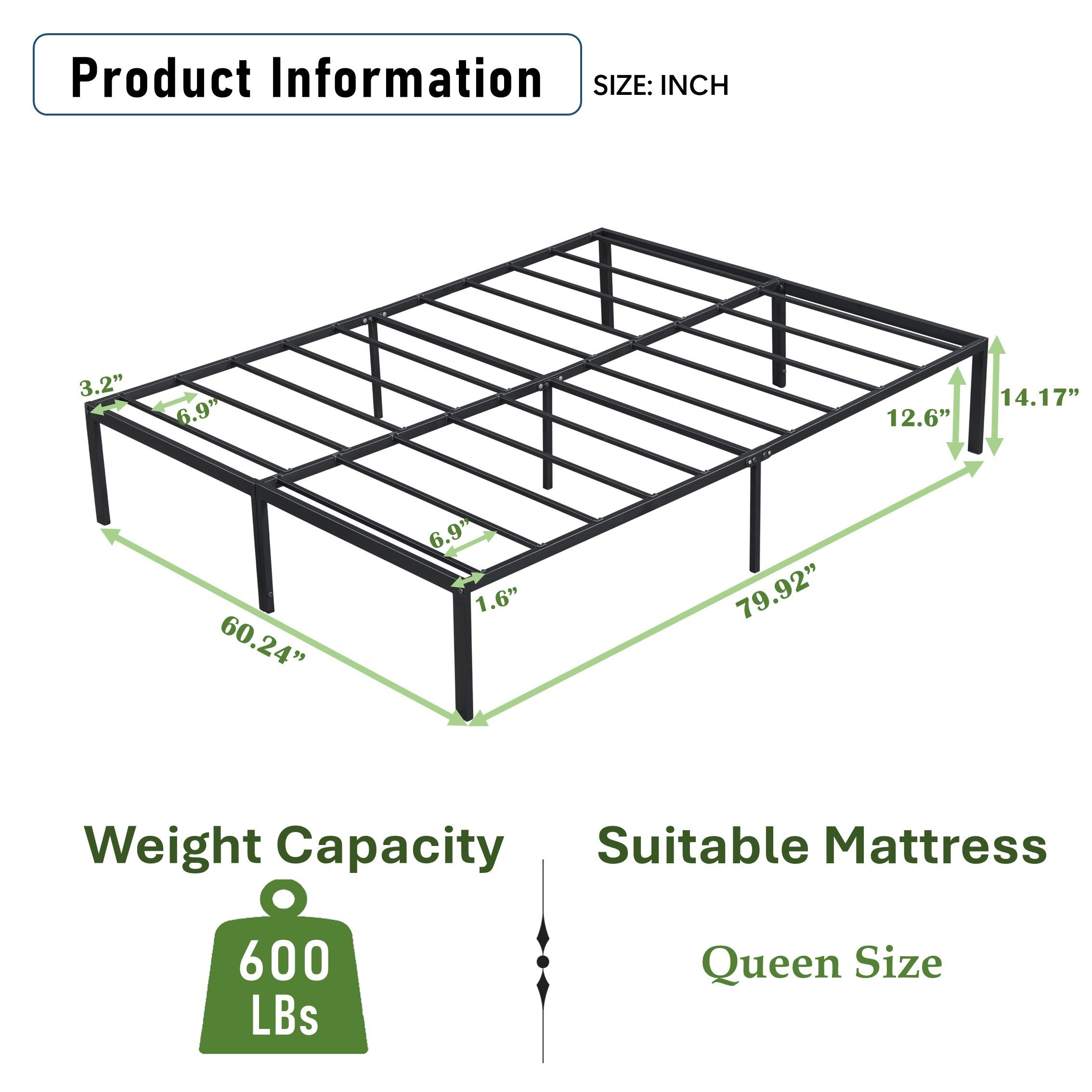 Queen Size Metal Bed Frame