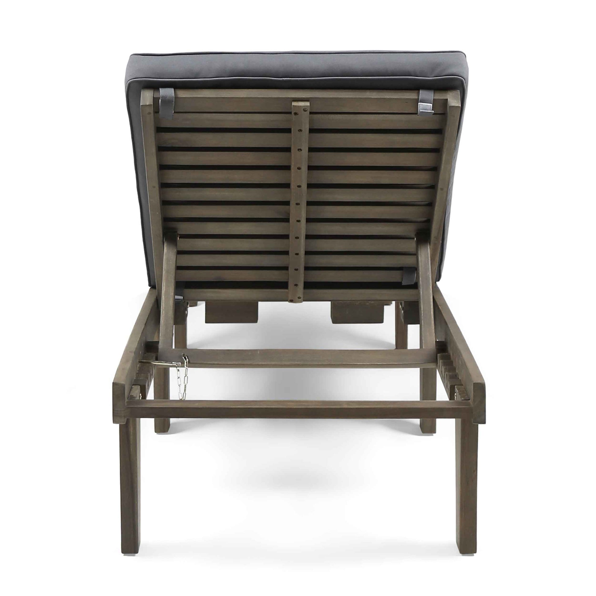 ARIANA KD Wooden Chaise Lounge with Cushion, Stylish Outdoor Relaxation, Grey Acacia Wood, 78.75 Inches