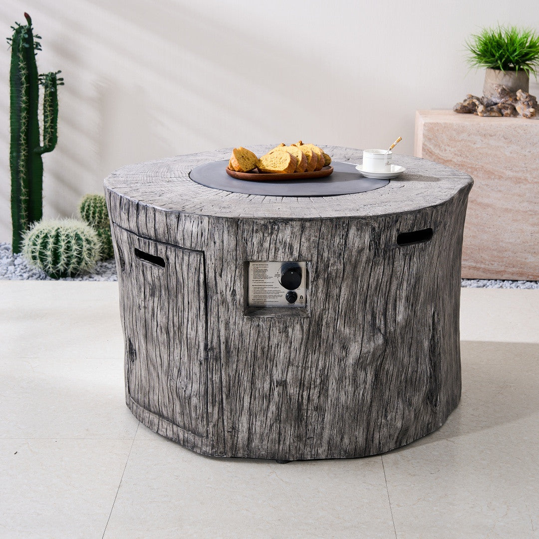 TerraFlame Round Faux Wood Fire Pit Table for Outdoor Use (PAG-2180) - Direct Wicker