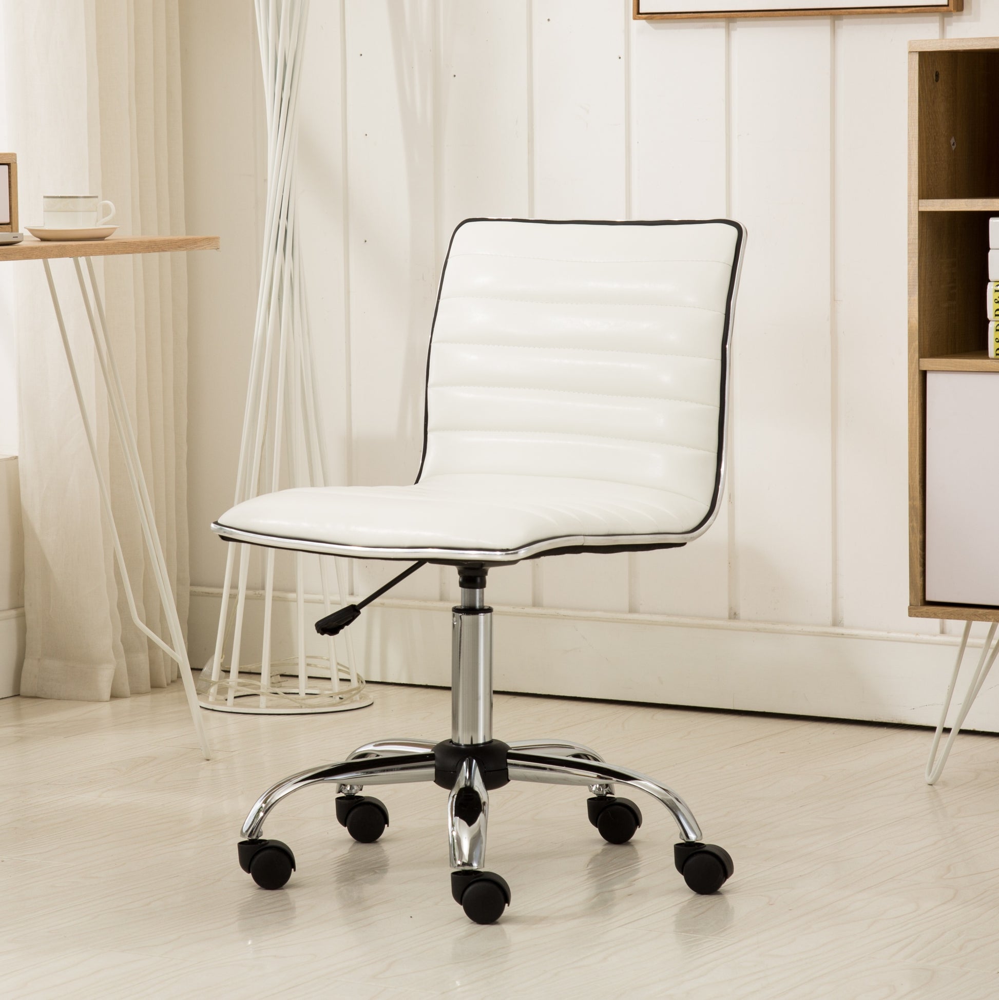 Fremo Chromel Adjustable Air Lift Office Chair, White - Abrihome