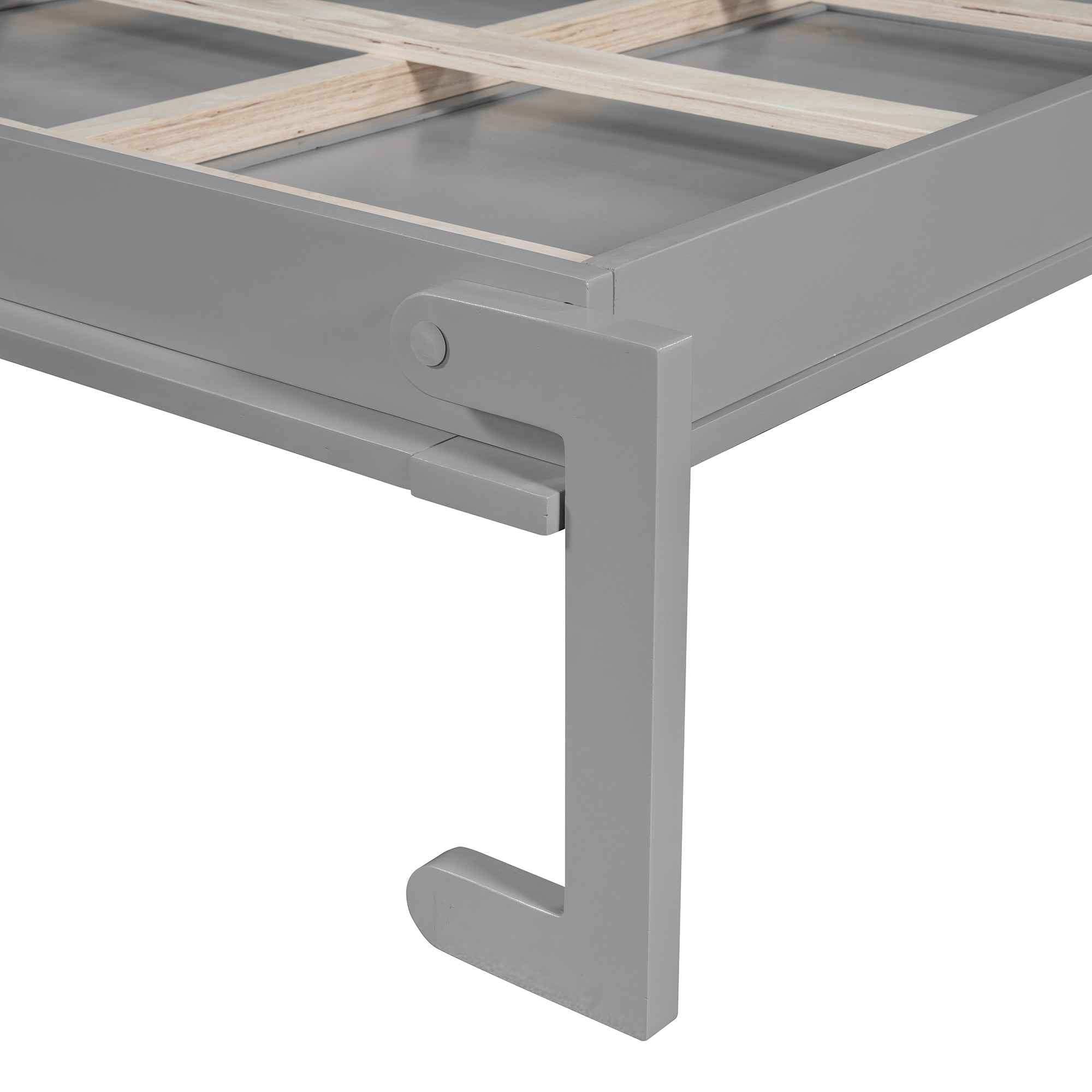 Queen Size Murphy Bed Wall Bed Modern design with LED Lights,Gray