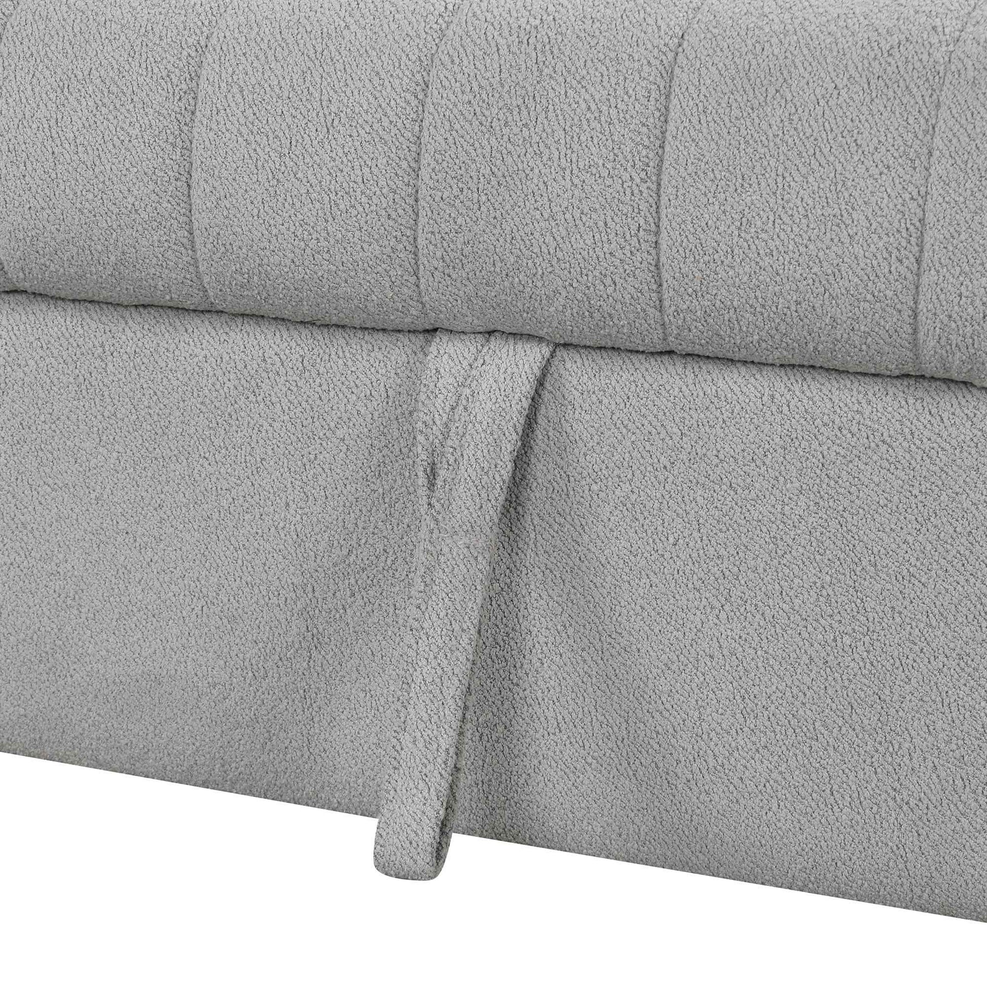 Modern L-shaped Sectional Pull Out Sofa Bed with USB Ports & Storage Ottoman, Gray Jacquard Fabric, 82.6'